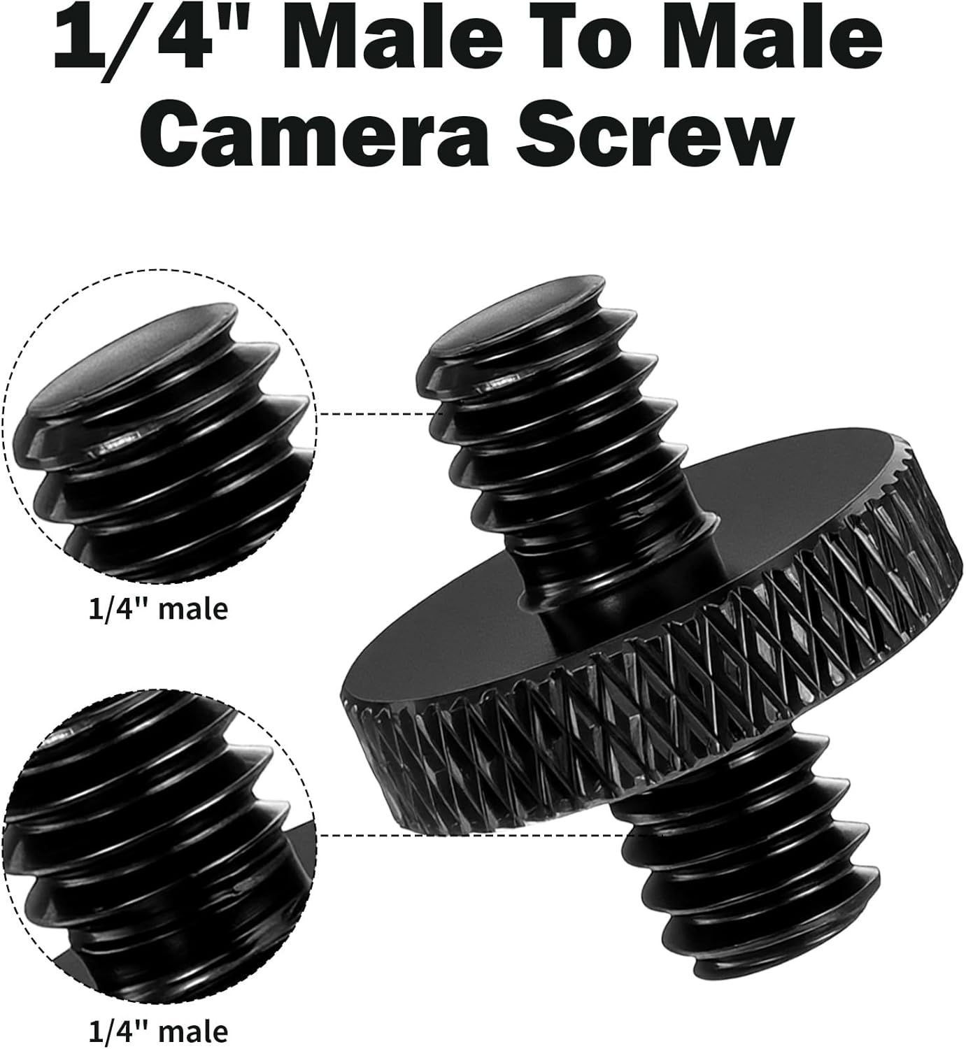 Thrymme 4 1/4" 1/4" Pcs Camera Tripod Screw, Male to Male Threaded Tripod Screw Tripods Nut Connectors, Double Sided