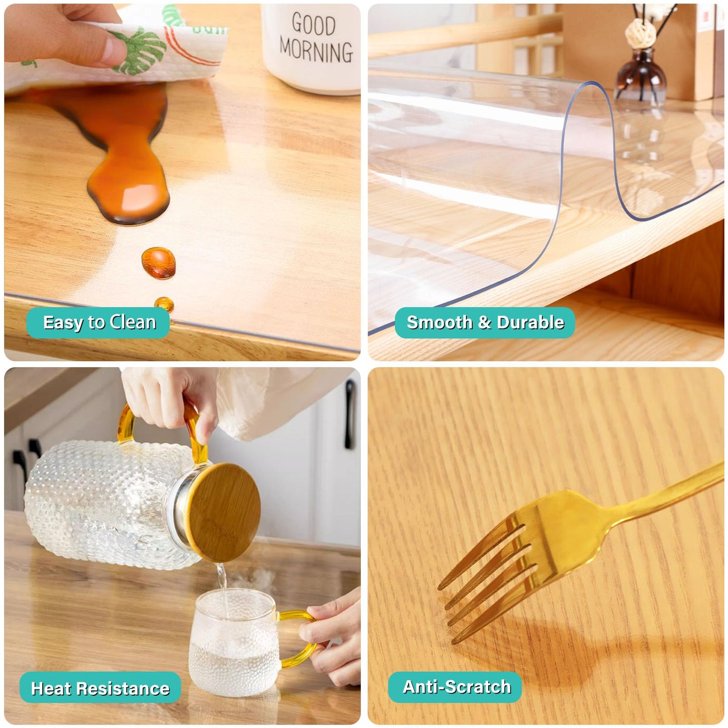 AimerGro Clear Table Protector Cover, 24x120 Inch, 1.5mm Thick Plastic, Coffee Table Protector Pad, Easy Clean