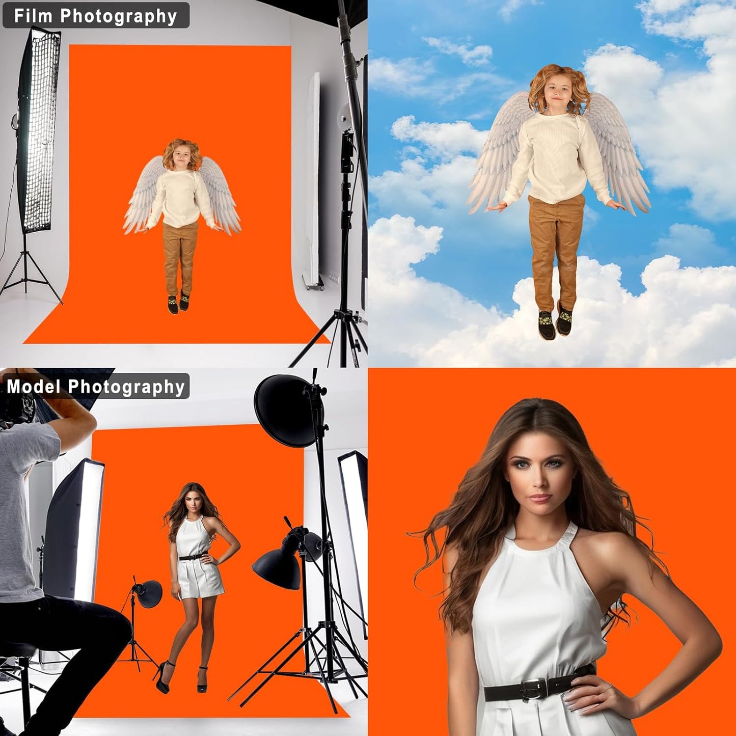 LYLYCTY 5X7 Orange Backdrop for Photoshoot, Professional Photo Backdrop Background Curtain for Product