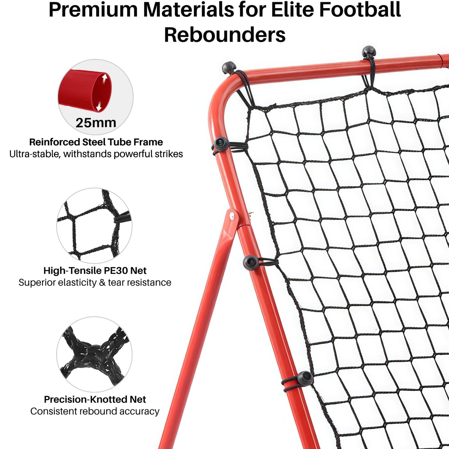Amazing Tour Adjustable Soccer Rebound Net | Soccer Trainer with Steel Frame | Portable Folding Rebounder for Passing & Shooting Practice | Outdoor Sports Equipment for Youth & Adult, Red