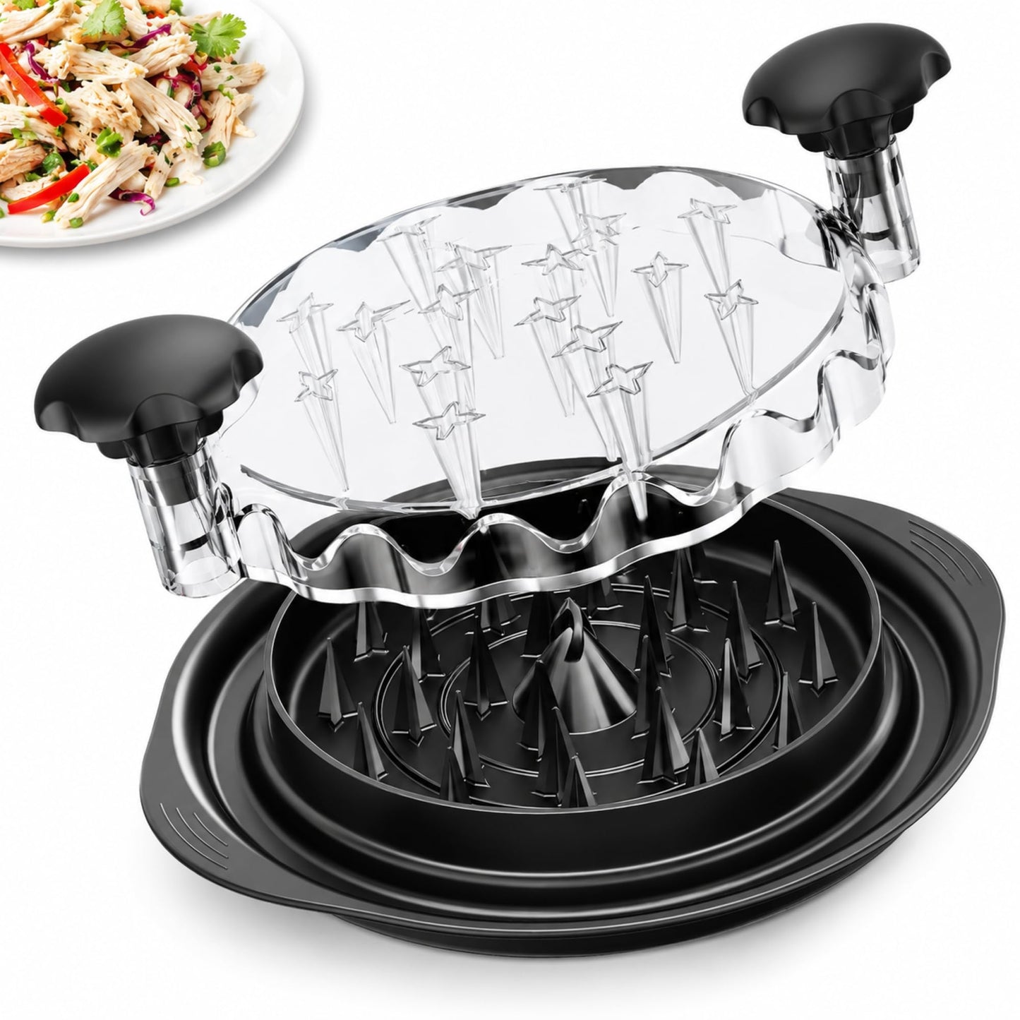 AveFare Chicken Shredder - 11Inch Large Chicken Shredder Tool Twist with Brush, Visible Meat Shredder, Ergonomic Handle, Strong Anti-Slip, BPA Free Dishwasher Safe, Suitable for Pork Beef Chicken