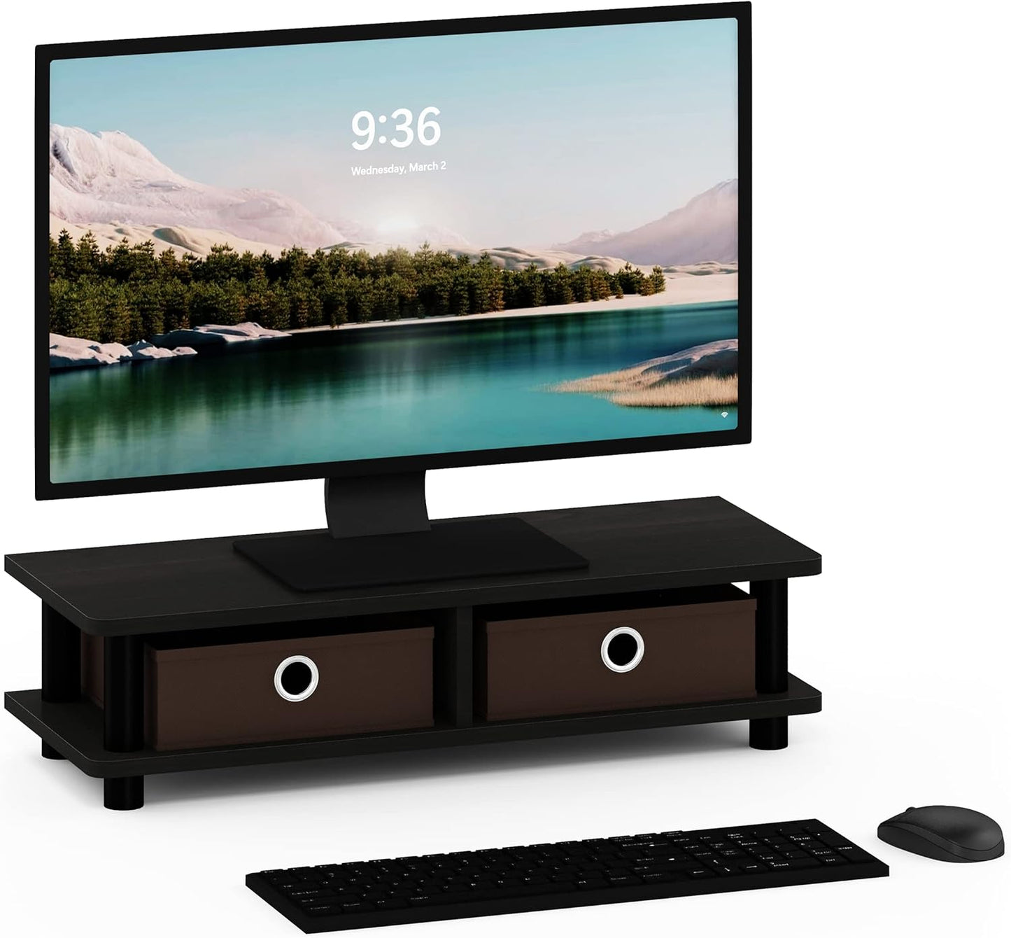 Furinno Turn-N-Tube Monitor Stand, Espresso/Black