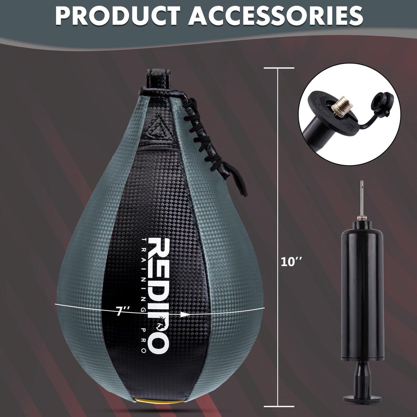 Redipo Boxing Speed Bag - PU Leather Speed Punching Bag for Boxing, MMA Training Speed Ball Reflex Ball Boxing Equipment, Punching Bag Workout Kicking Training Home Gym Exercise Speed Ball (Grey)