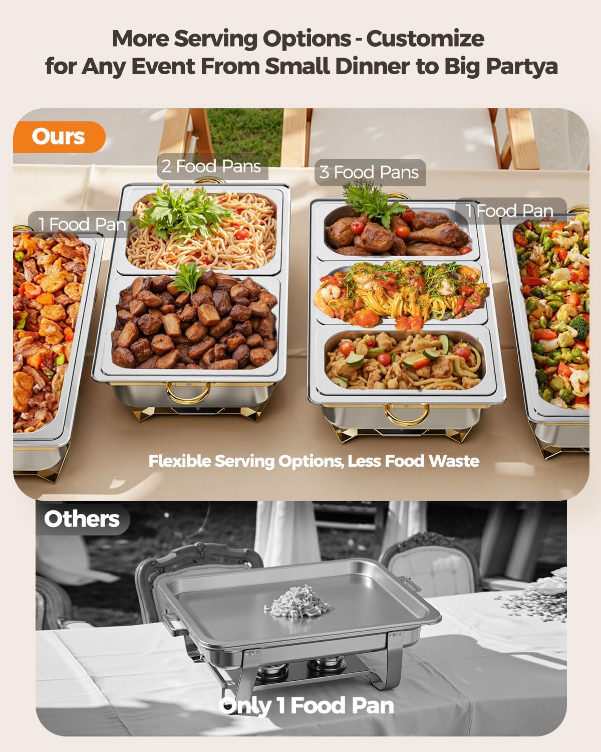 Chafing Dishes for Buffet 4 Pack 7 Pans, High Grade 9QT Chafing Dish Buffet Set, Chafers and Buffet Servers Warmers Sets for Parties, Events and Weddings