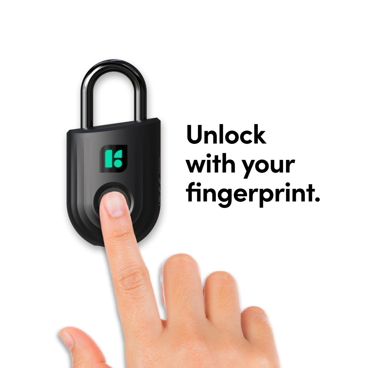 igloohome Padlock Lite Black Keyless Fingerprint Access with Mobile App (iOS, Android) – Water Resistant Padlock for Lockers, Homes, and Storage Spaces (Type-C Rechargeable)