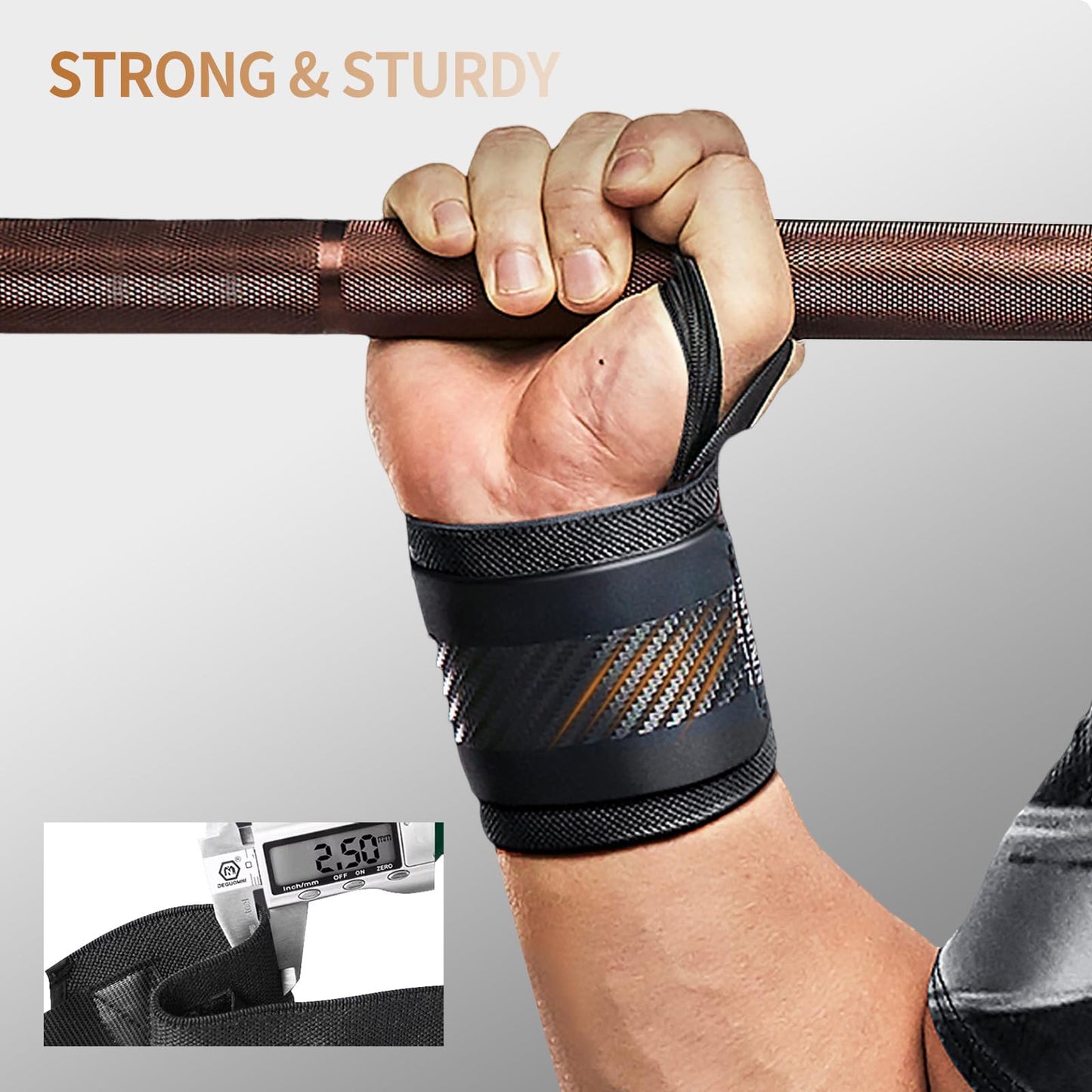 Jaffick Wrist Wraps for Weightlifting & 21" Double-Layer Wrist Support with Heavy Duty Thumb Loop for Powerlifting Competition CrossFit, Bodybuilding, Deadlifting Men & Women
