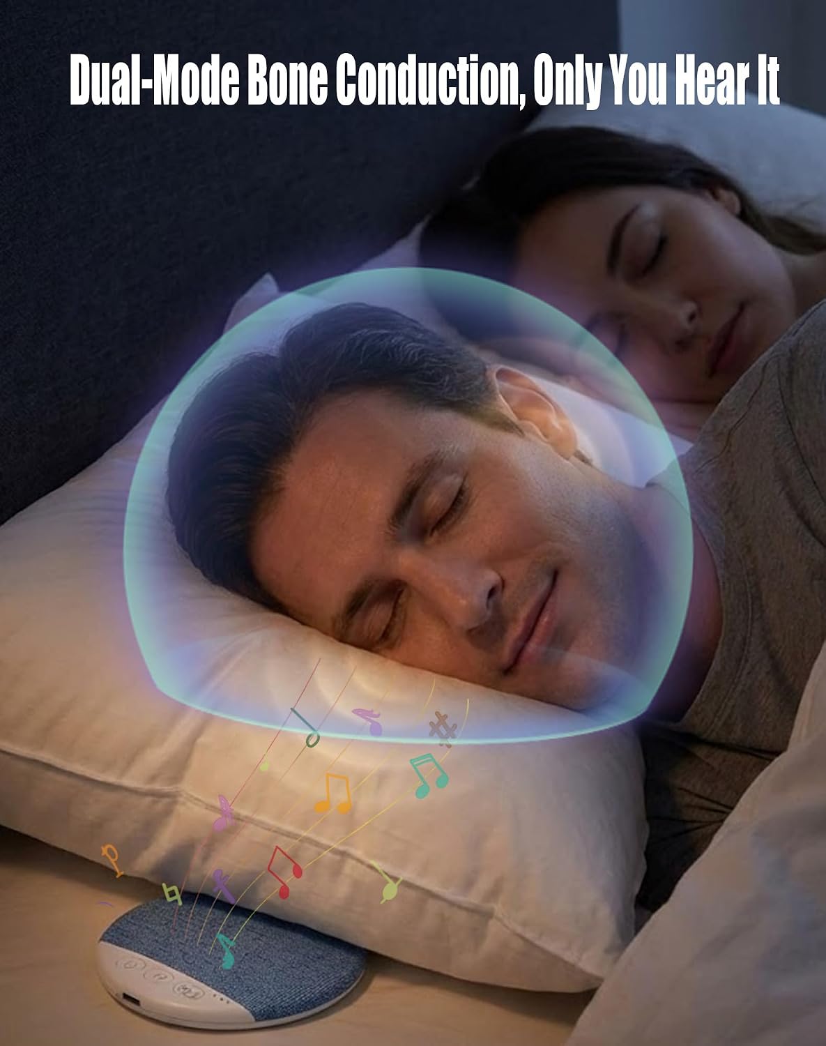 Generic 30/60/90min (1pc) Bluetooth Pillow Speaker for Sleeping - Ultra-Thin Bone Conduction Under Pillow Speaker