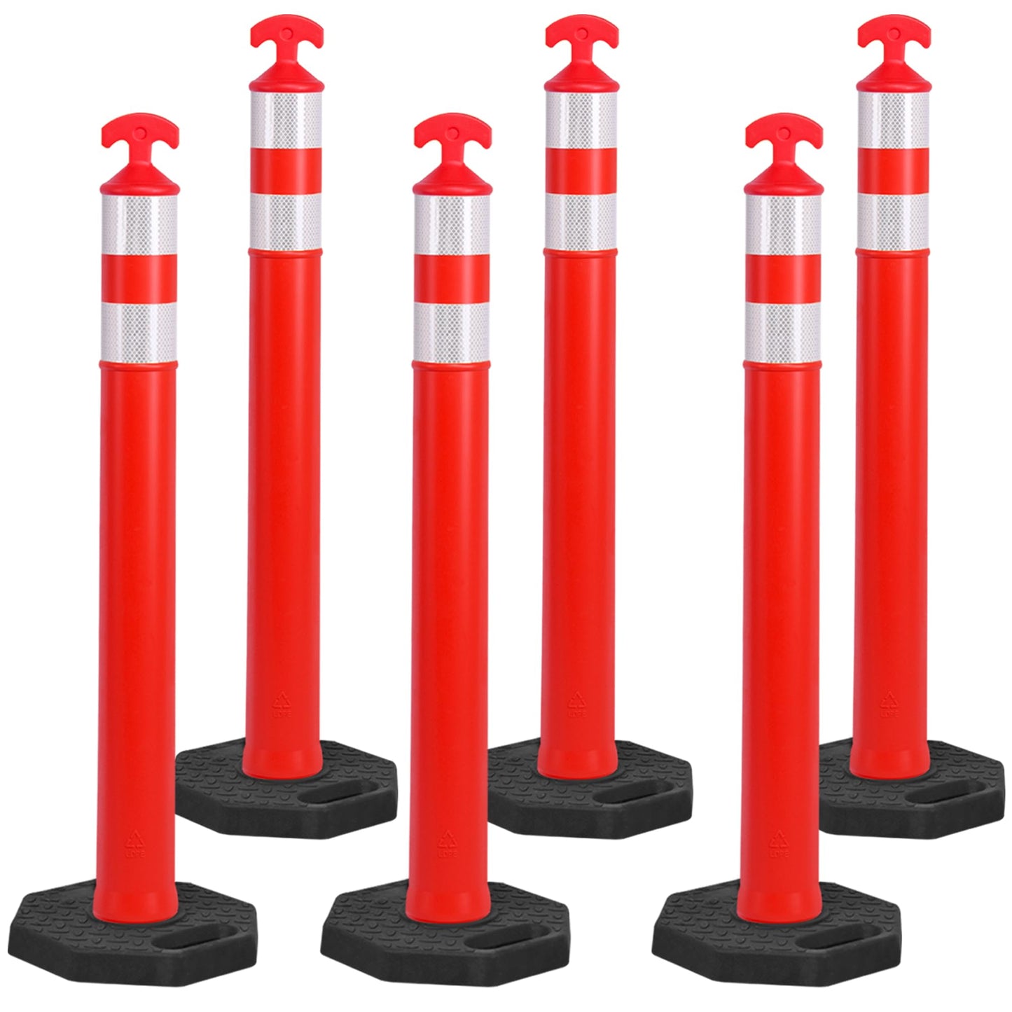 OrangeStar 42" Traffic Delineator Post Cones 6-Pack Orange Safety Cones with Heavy Duty Rubber Base for Construction, Road Work, Parking Lots, Warehouse and Events