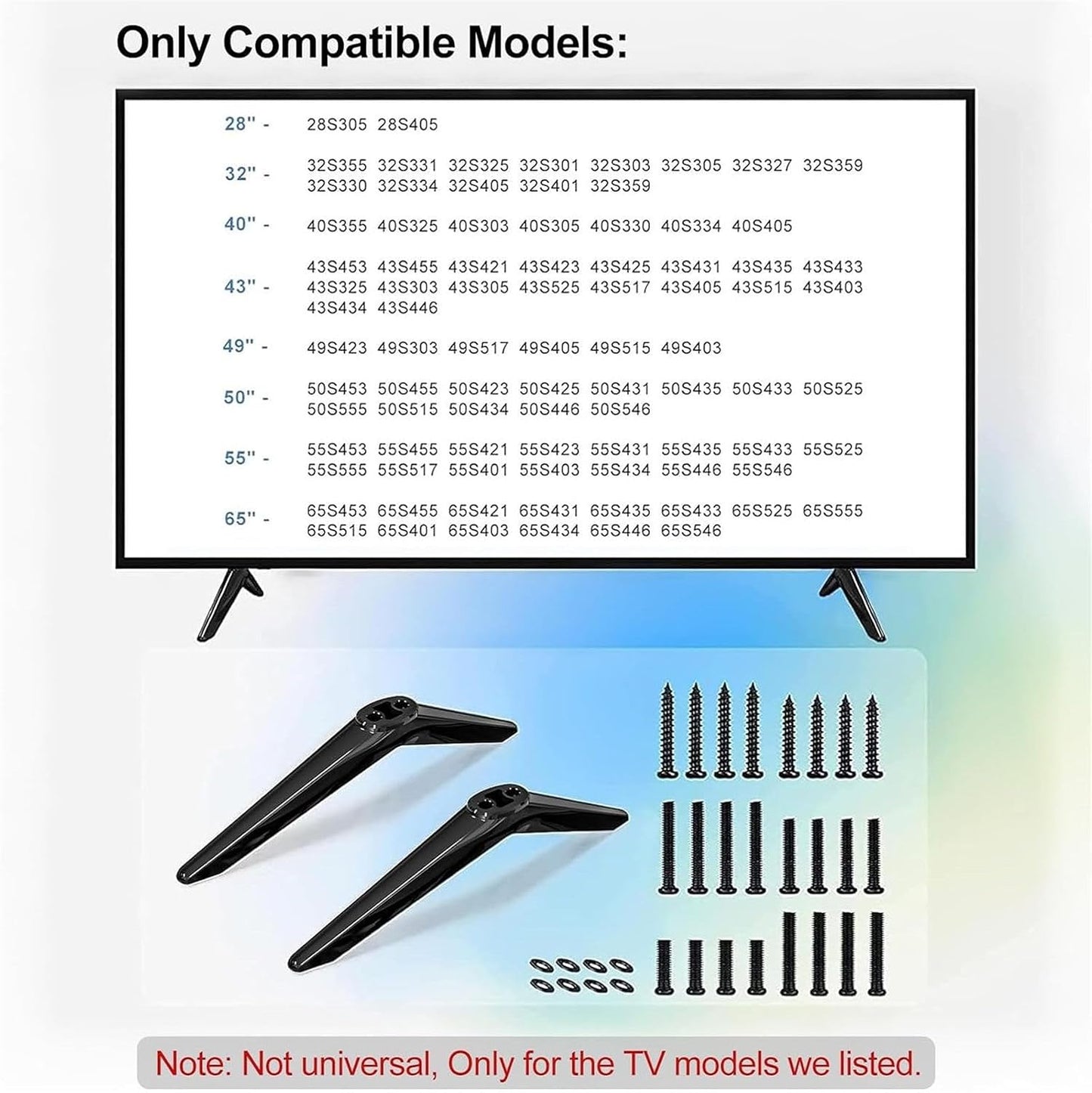 YWLUUOO TL28 32/40 43/49 65inch 55s453 Replacement Televisions Stand with Antislip Pad, Fit Multiple Models for / /