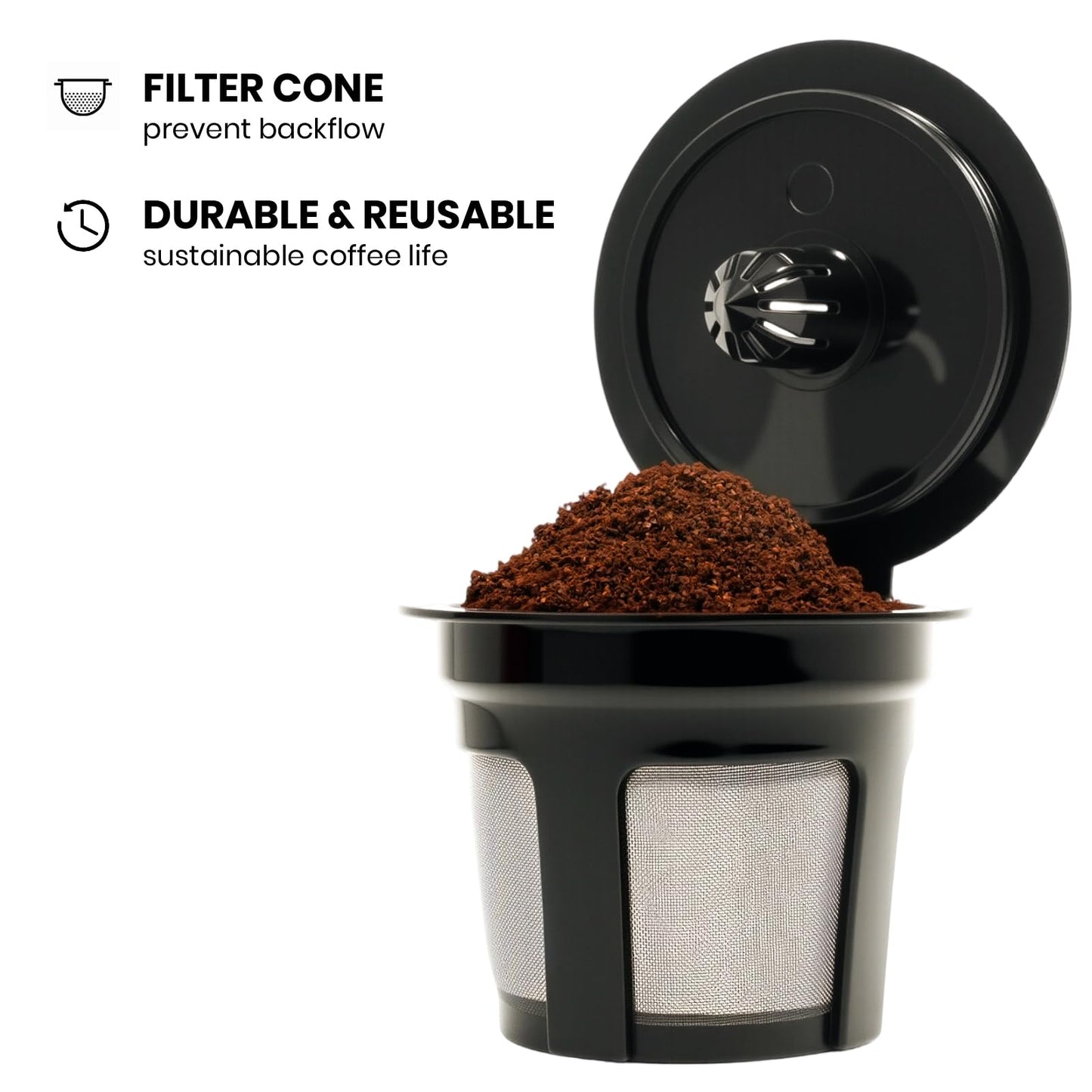 Roogaluckeep Reusable K Cup for Keurig, Black BPA Free Refillable K-Cup Pod Coffee Filters, Universal Fit Refillable Filters for Keurig 1.0 and 2.0 Coffee Maker (Black- 4 Park)