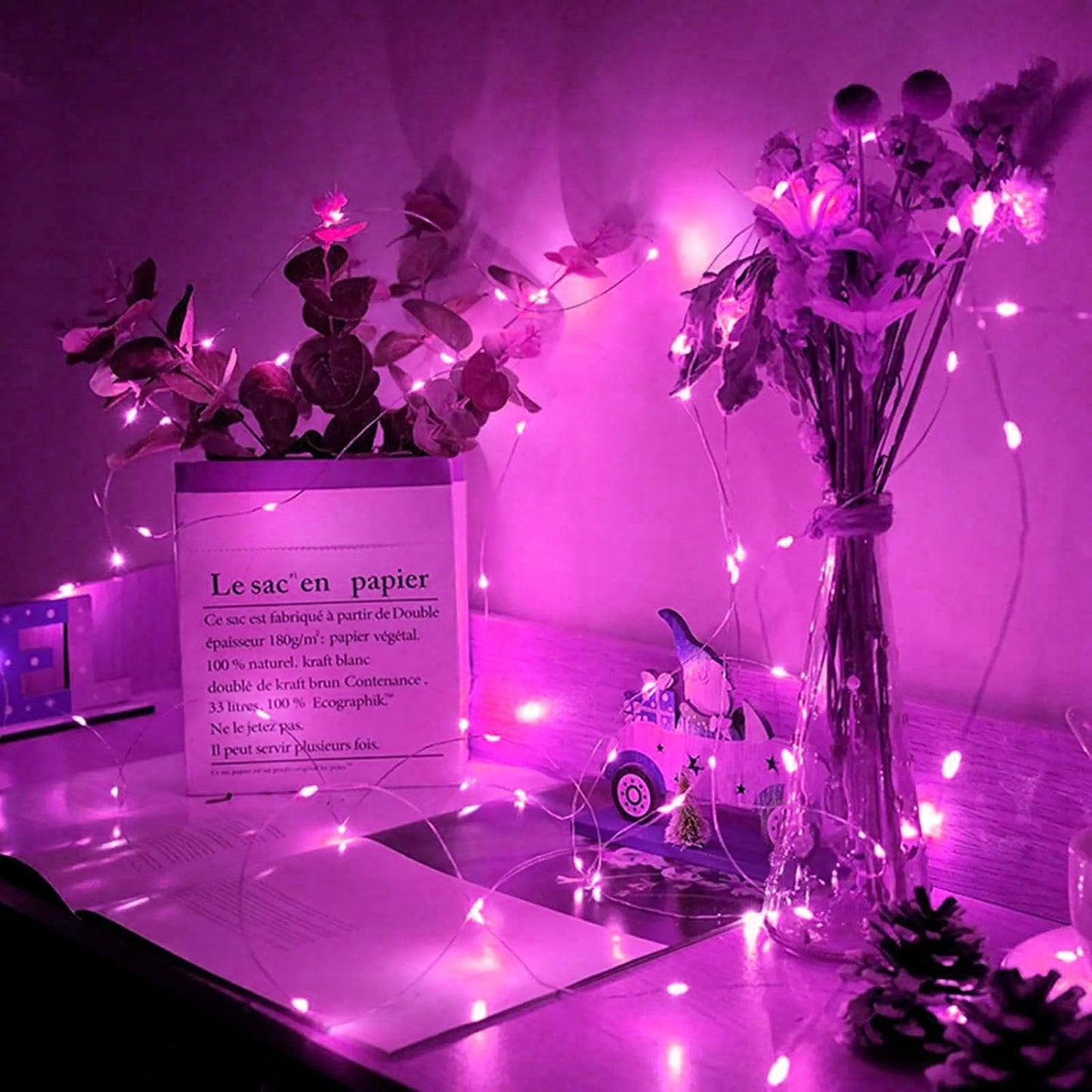 Skiennix 8 Pack Pink Fairy Lights - 7Ft 20 LED Twinkle String Lights | Battery Operated & Waterproof for Parties, Weddings, and Holidays