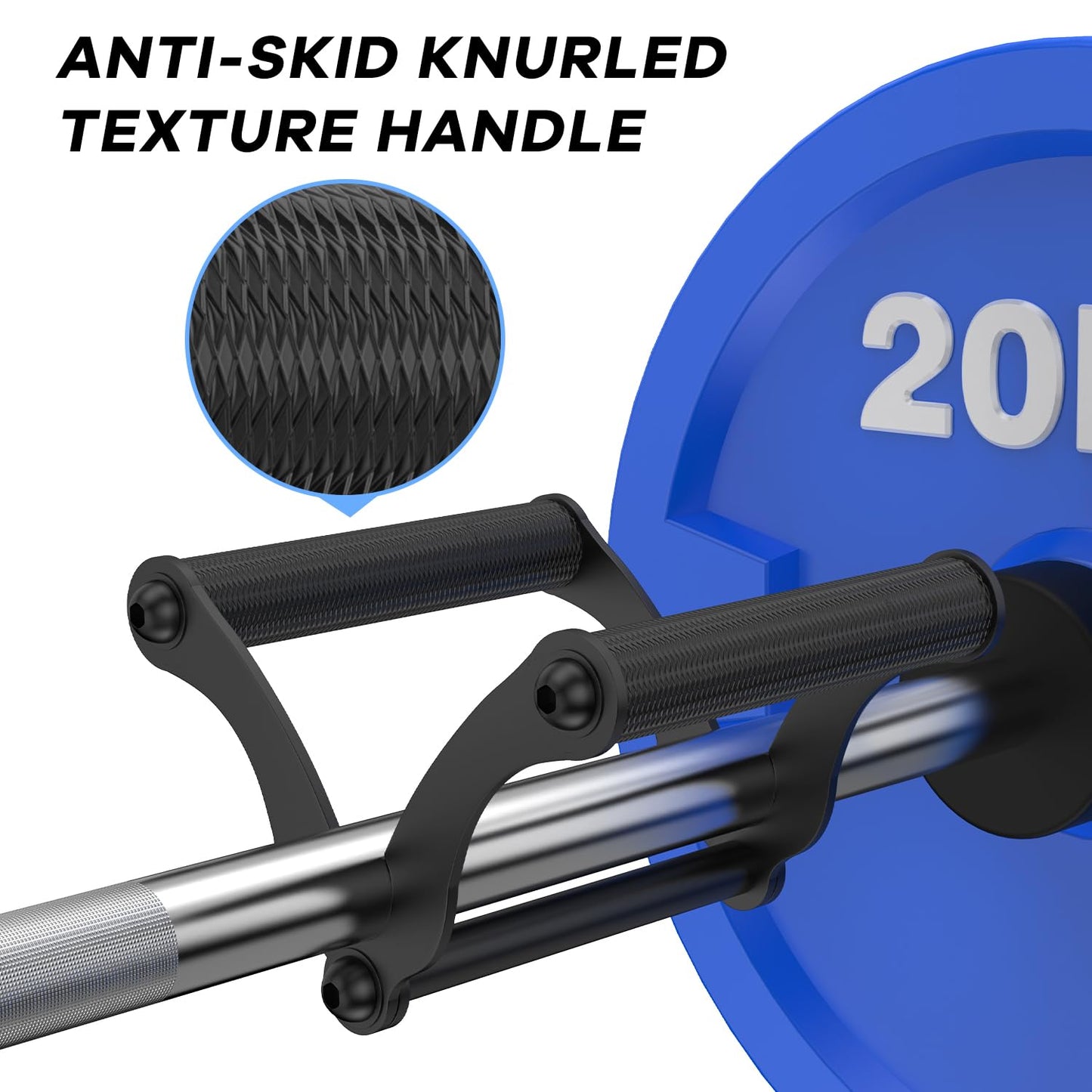 V Bar Landmine Handle Attachment for Barbell Bars, Solid Double D Row Landmine Handle Attachment, T Bar Row Handle with Non-Slip knurling Grips for Olympic Strength Training Bars