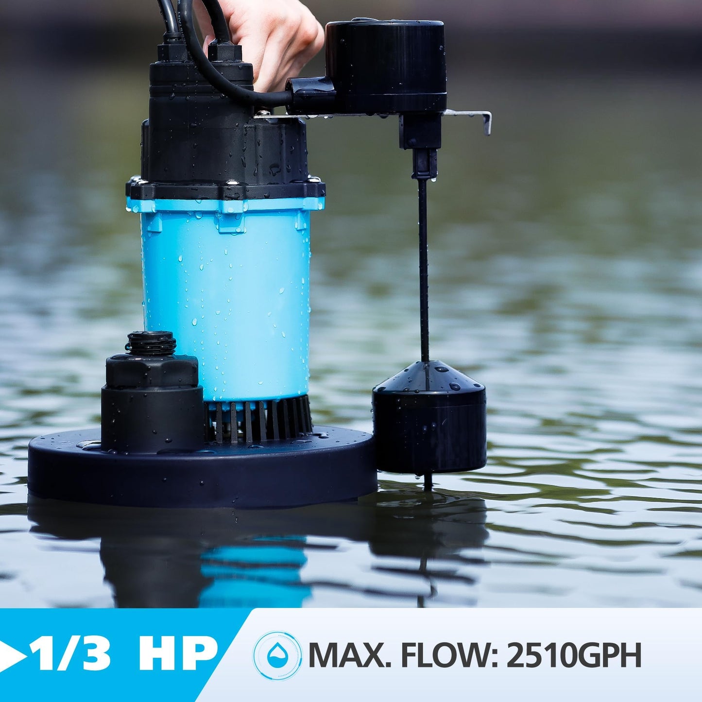 LEO Sump Pump Submersible Vertical Float Switch Automatic Utility Pumps for Clean/Dirty Water Pump Thermal Protector for Basement Pool Draining, Blue