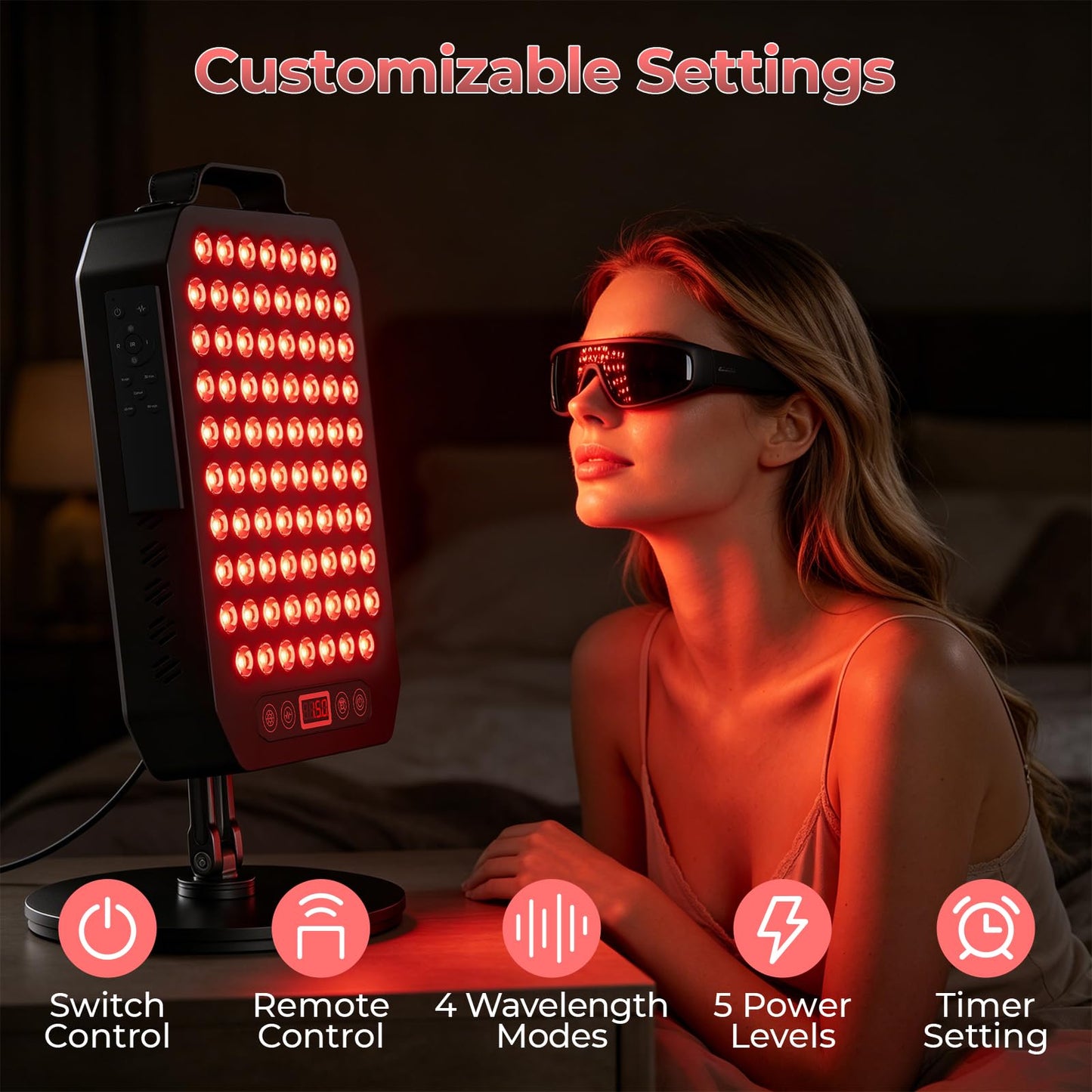 Red Light Therapy Panel for Face and Body, 78 LEDs Dual Chip 660nm Red Light & 850nm Near Infrared Light Device with Rotatable Stand and Magnetic Remote for Skin, Sleep, Athletic Performance