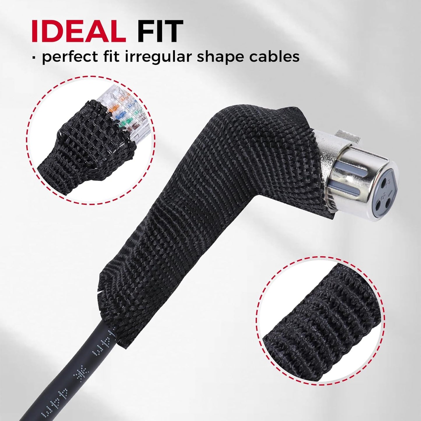 Sonoreboom 1" 18 2 1 - feet Braided Cable Management Sleeve in Heat Shrink Fabric Tube Wrap Organizer Cover