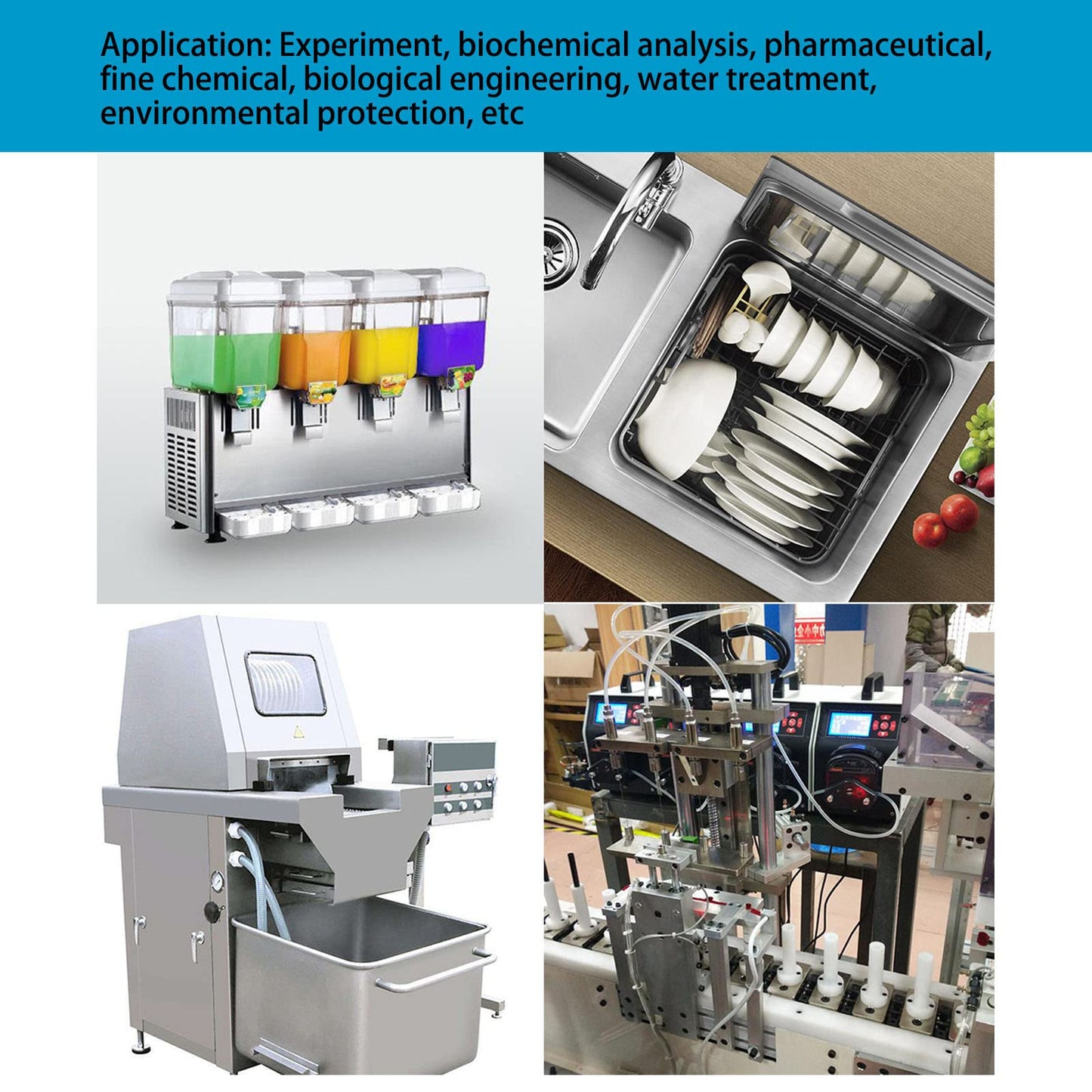 Peristaltic Metering Pumps Dual Head High Peristaltic Pump Liquid Dosing Pump with BPT Tube for Lab Analytical Liquid Liquid Sampling Analysis