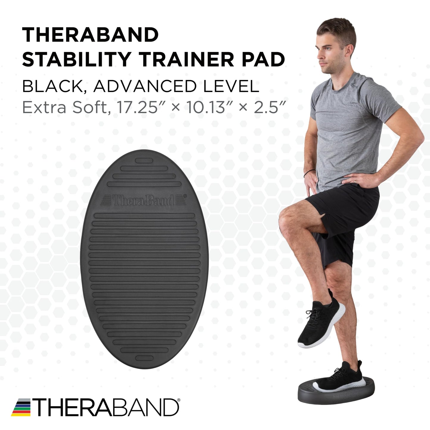 THERABAND Stability Trainer Pad, Advanced Level, Extra Soft, Black Foam Balance Pad for Physical Therapy, Exercise Pad for Core Strength, Lightweight Non-Slip Balance Trainer, Portable Foam Pad for Home or Clinic Use