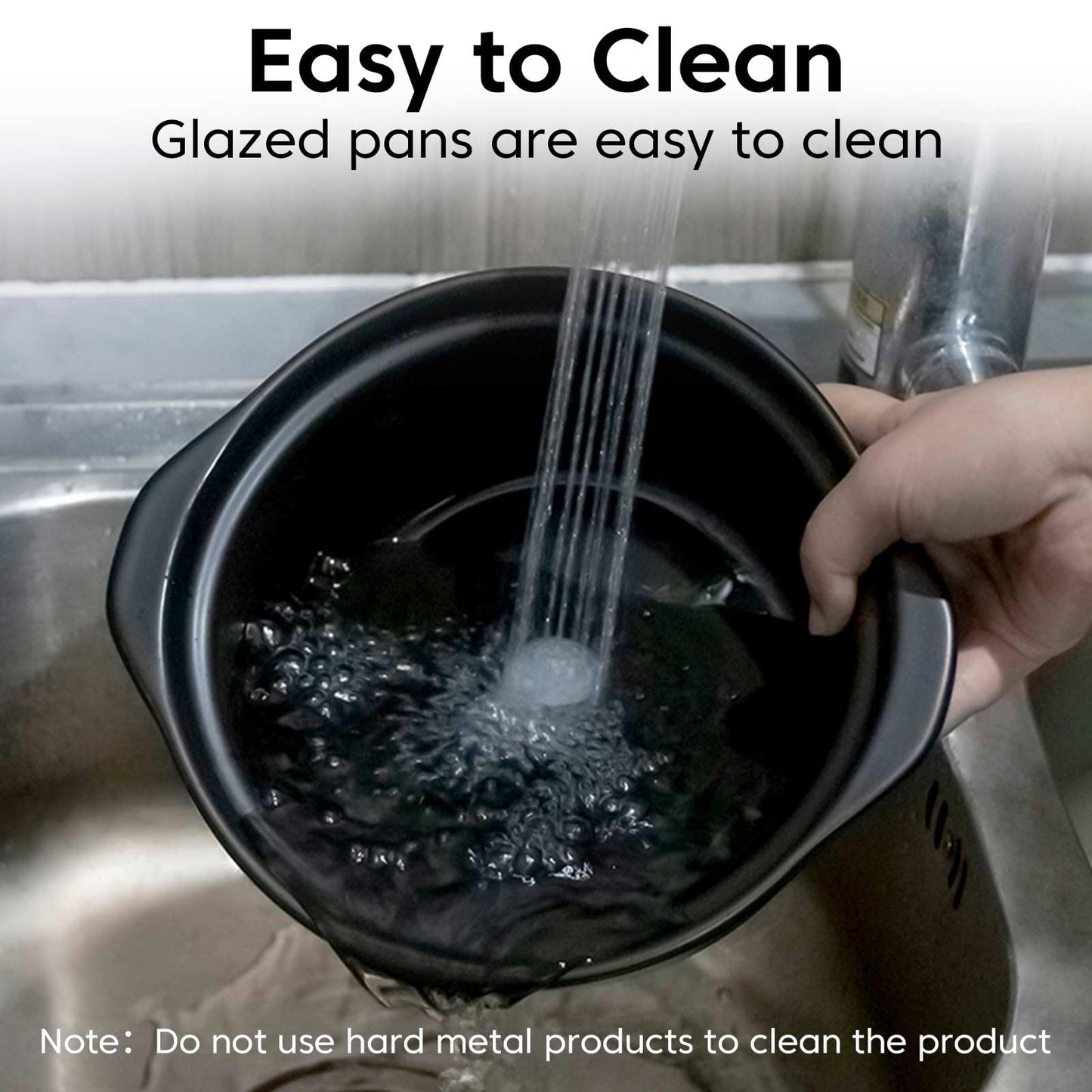 1.9 Quart Clay Pot for Cooking with Lid - Black Earthenware Pot & Olla de Barro for Korean, Soup & Rice - Non-Stick Clay Cookware for Stovetop & Oven