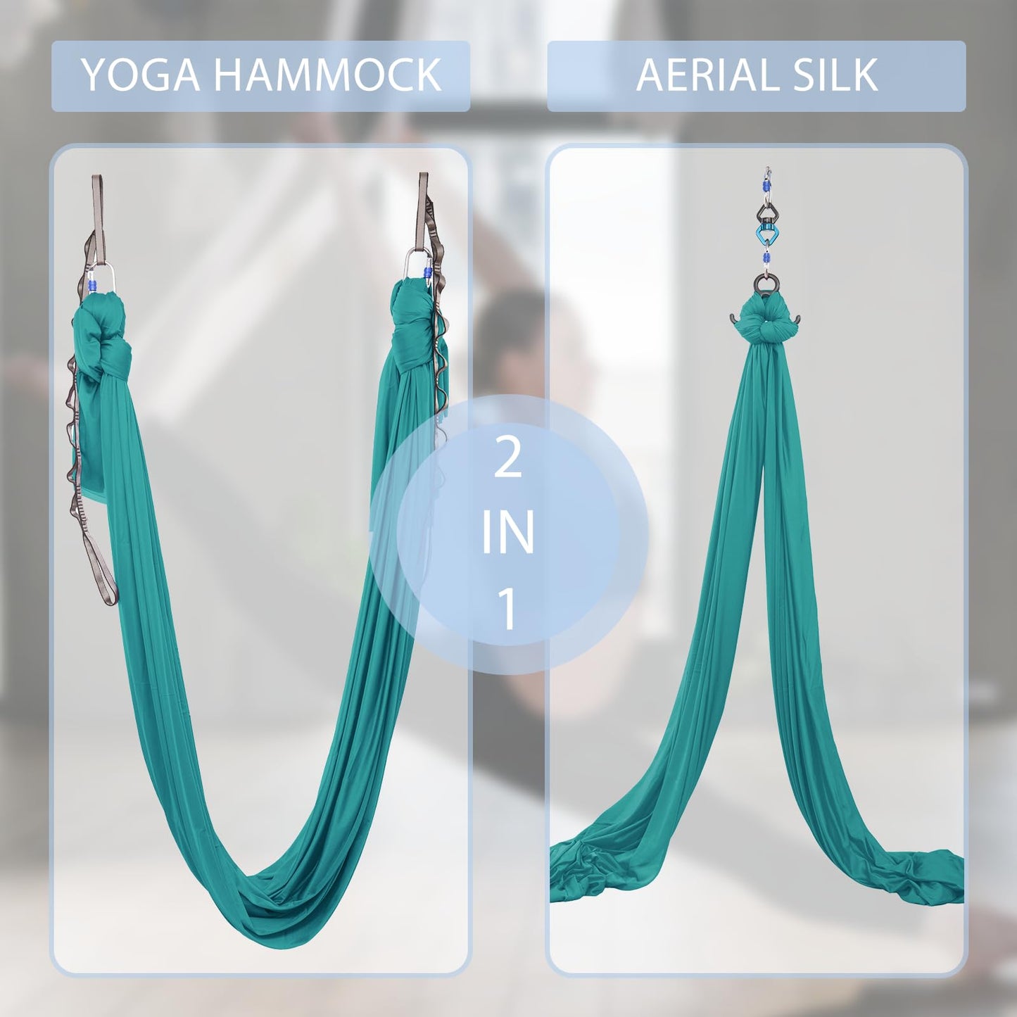 SKYPHAROS 11 Yards Aerial Silks Yoga Swing Set - Aerial Yoga Hammock Kit Anti-Gravity Flying for Fitness, Low/Non Stretch Nylon Tricot Fabric Hardware Included for Dance