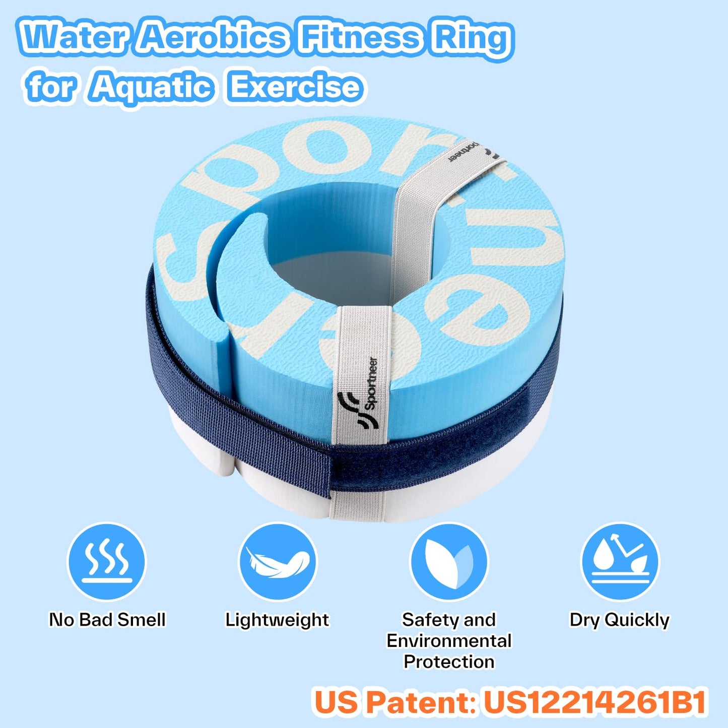 Foam Aquatic Cuffs Exercise Equipment: Sportneer Water Aerobics Float Ring with Adjustable Webbing Pool Exercise Workout Set Water Ankle Ring