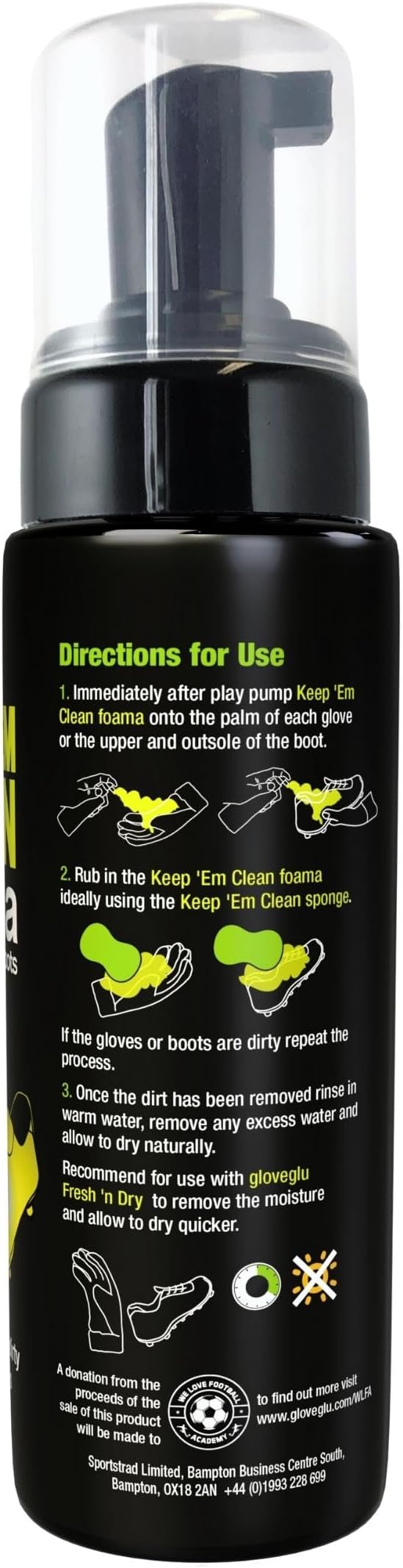 Glove Glu Keep 'Em Clean Foama for Goalkeeper Gloves and Football Boots, 200ml
