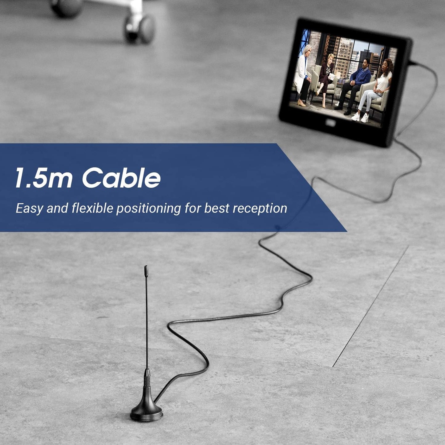 August DTA180 Setup HDTV Antenna - - Portable Mini Digital Aerial with Magnetic Base - Easy - Optimized for Free