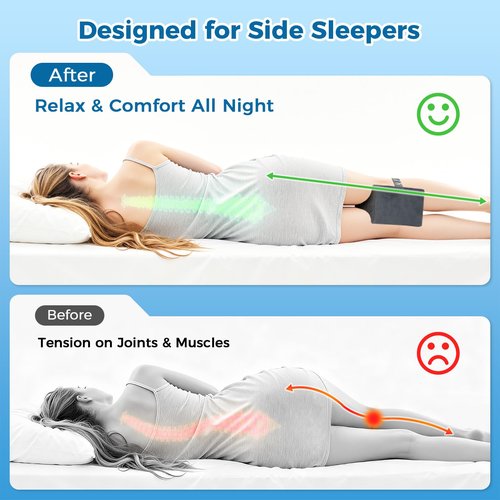 ComfyInLove Knee Pillow for Side Sleepers, Memory Foam Leg Pillow with Strap for Side Sleeping, Supportive Elevation Pillow Between Legs for Knee, Ankle Sciatica, Pregnancy, Joint Pain (Gray/Medium)