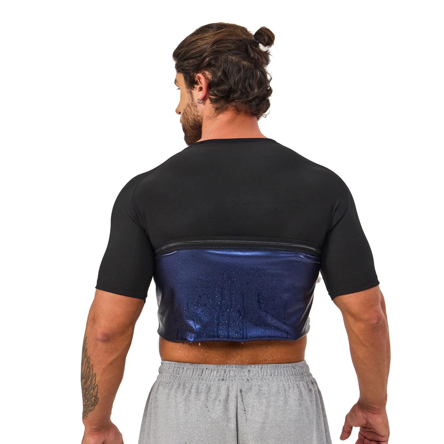 Lsnere Sauna Suit Sweat Shirt For MenHeat Trapping Compression Vest Shapewear Top Gym Exercise Slimming Body Shaper Workout Sweating Jacket XL