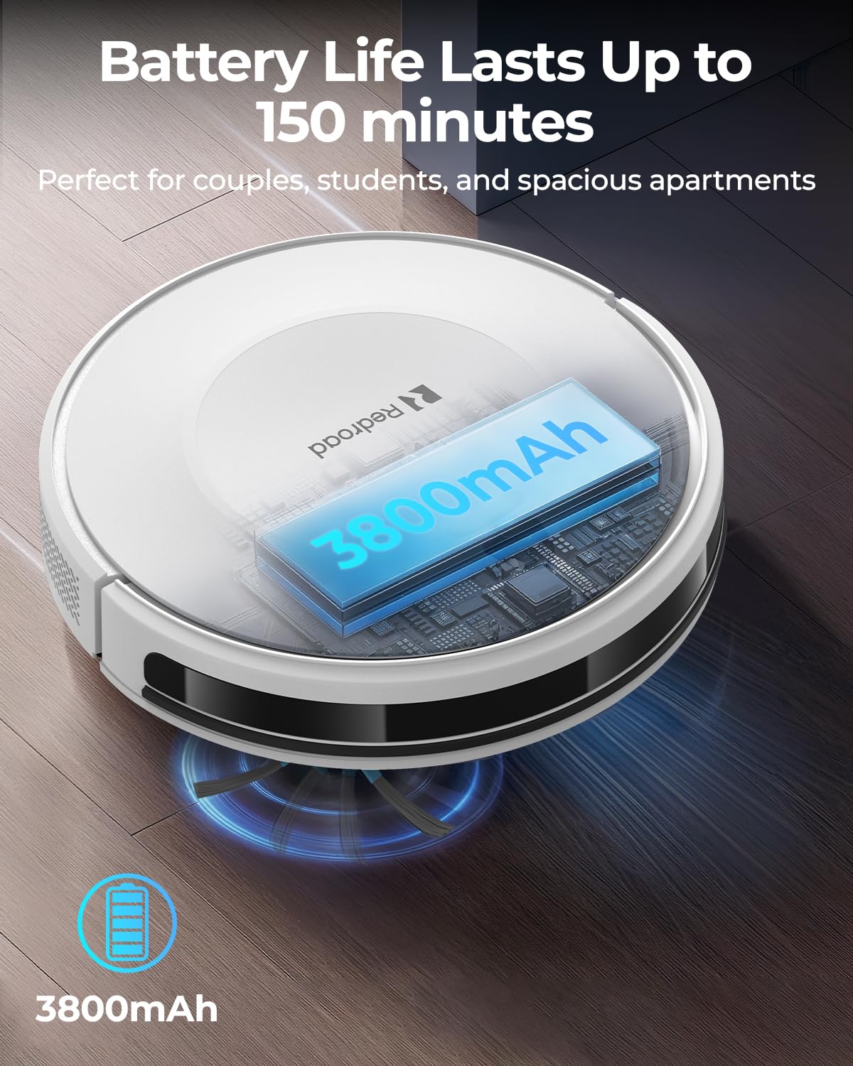 Redroad Robot Vacuums,10KPa Robotic Vacuum Cleaner with Mapping,Lidar Navigation&Obstacle Avoidance,150mins Robot Vacuum with App/Alexa/Remote,Tangle-Free Pet Hair,Self-Charging (White)