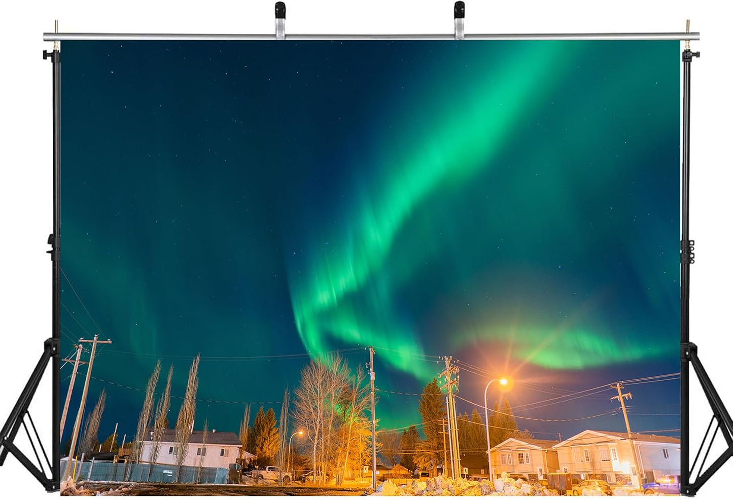 LidyMini 8x8ft Fabric Vibrant Aurora Borealis Backdrop Glowing Northern Lights Background for Night Sky Viewing Party