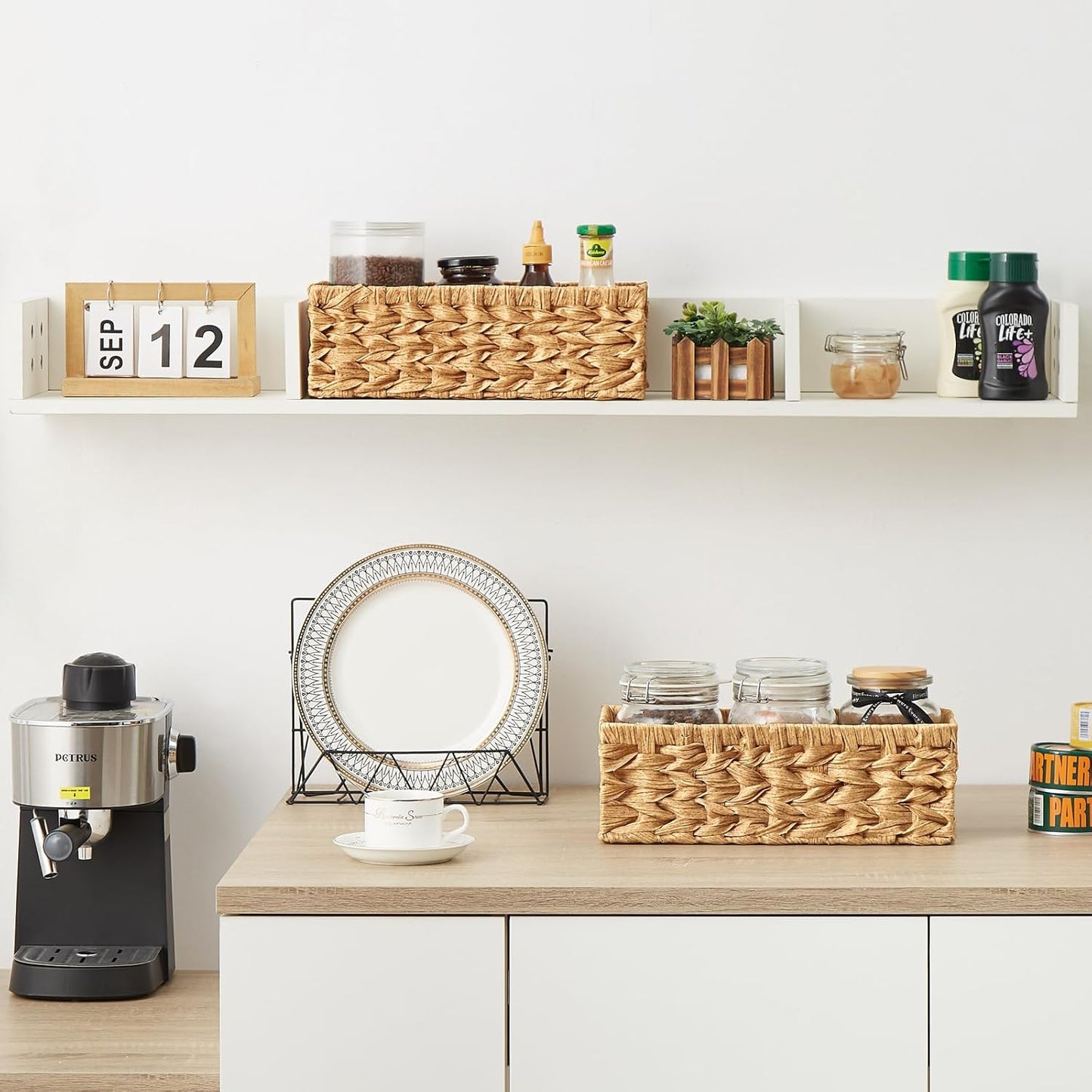 Vagusicc Wicker Storage Baskets - Stylish Organizing Baskets with Handles | 2-Pack for Home Decor