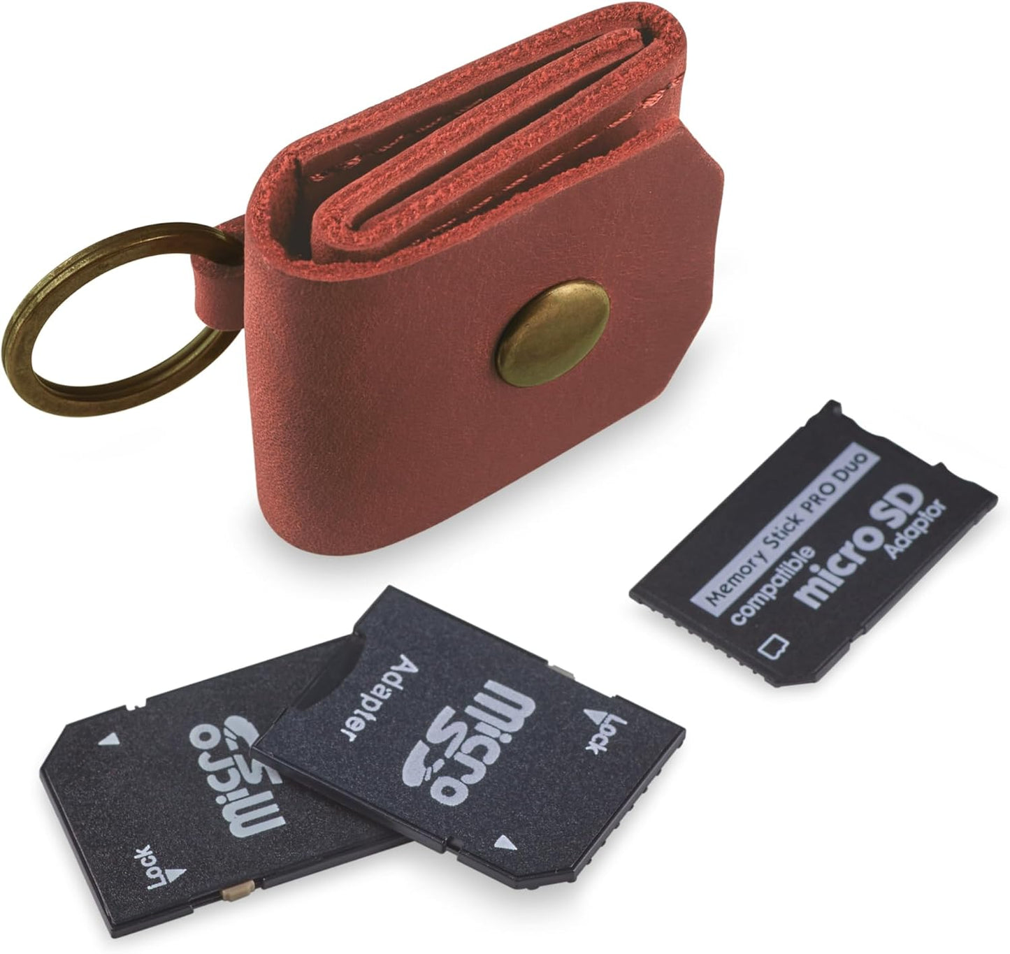MAKYN Leather SD Card Holder Keychain, SD Card Case Key Fob, Micro SD Card Holder Organizer, SD Card Storage Case