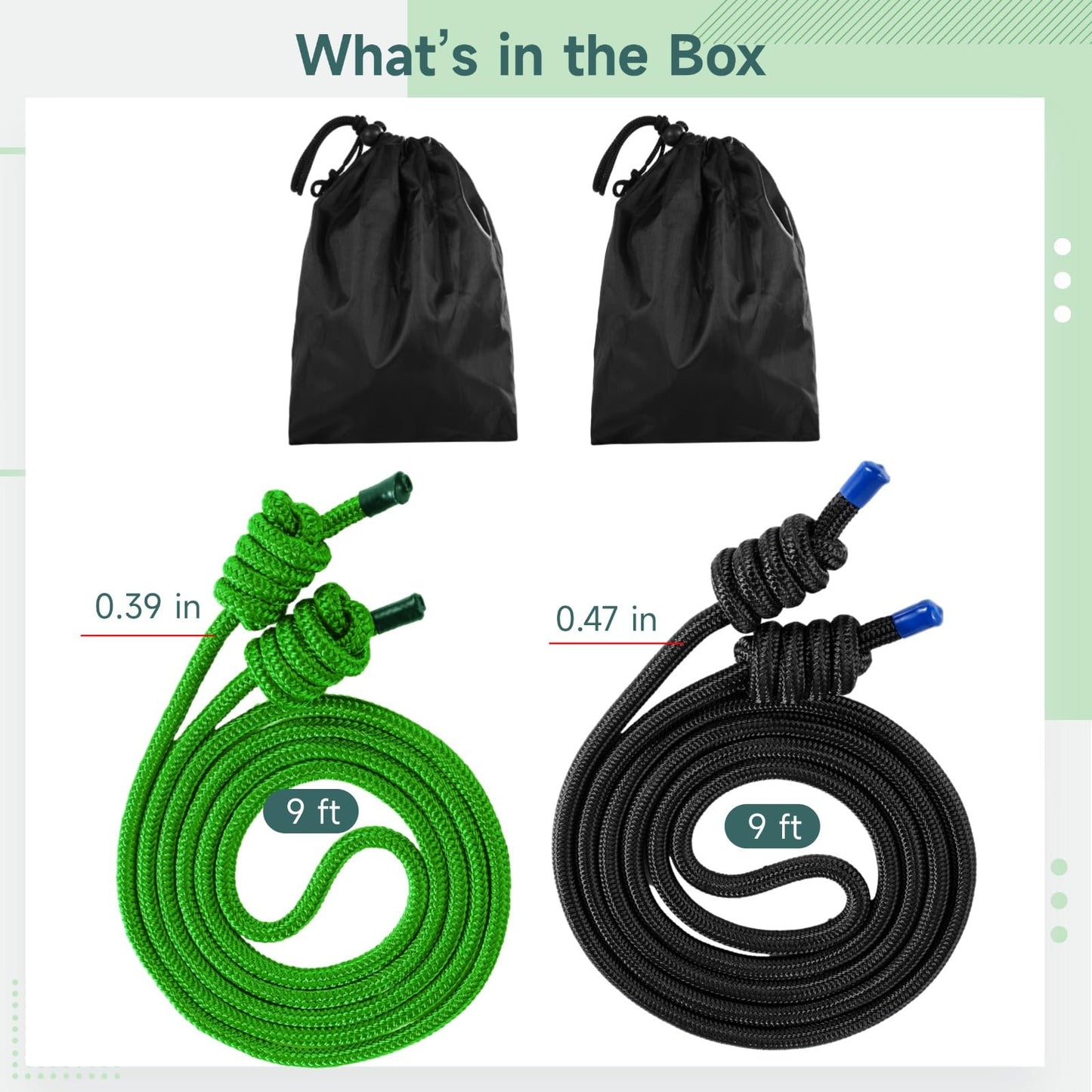 2 PCS Flow Exercise Ropes, 9 Feet Double Braid Workout Rope with Portable Bag, Cardio Weighted Jump Rope for Freestyle Skipping, Flow Fitness Rope for Men Women, Indoor Outdoor Exercise, Gym Training