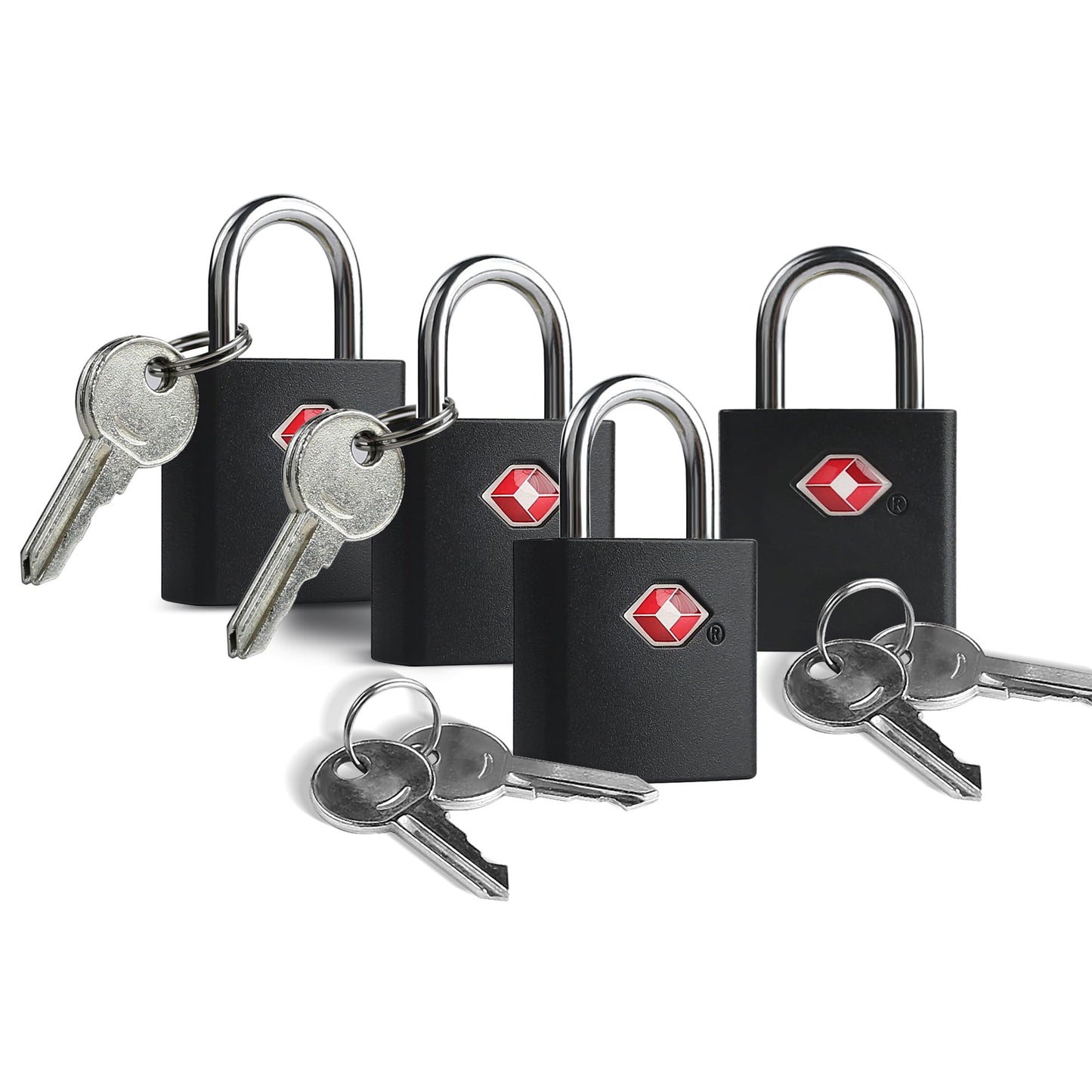 UP Security TSA Locks for Luggage with Keys, Travel Luggage Locks TSA Approved 4 Pack, Small Padlock with Key, Keyed Alike Mini Padlock for Suitcase, Backpack, Bag, Zipper, Case, Box, Small Locker