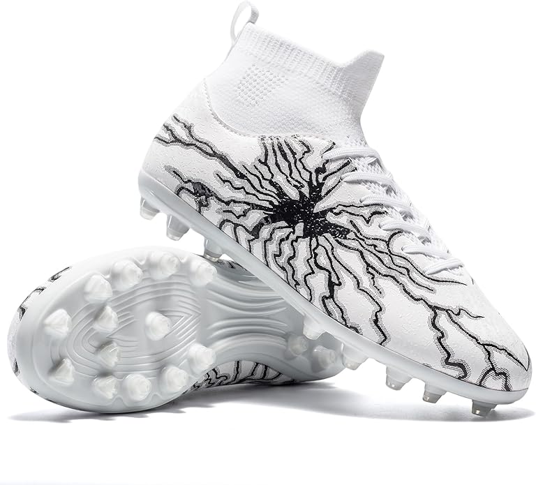 Kids Soccer Cleats Boys Girls Training Football Cleats Youth High-top Soccer Shoes for Little/Big Professional Athletic Outdoor Football Shoes
