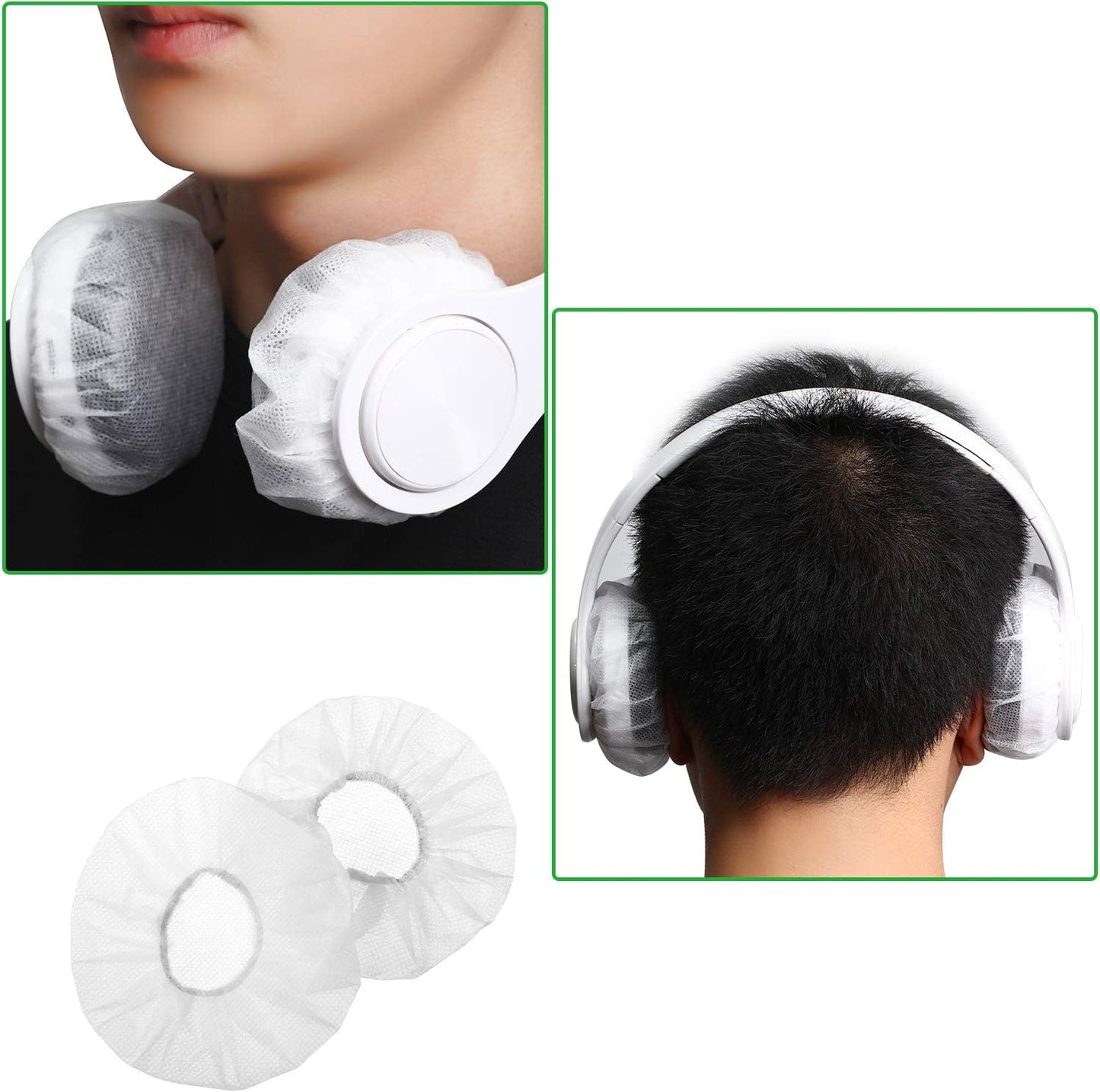 BBTO 100 Headphones(11 cm,White) Pieces Headphone Ear Covers Disposable Earphone Sanitary Non-Woven Stretch Earpad