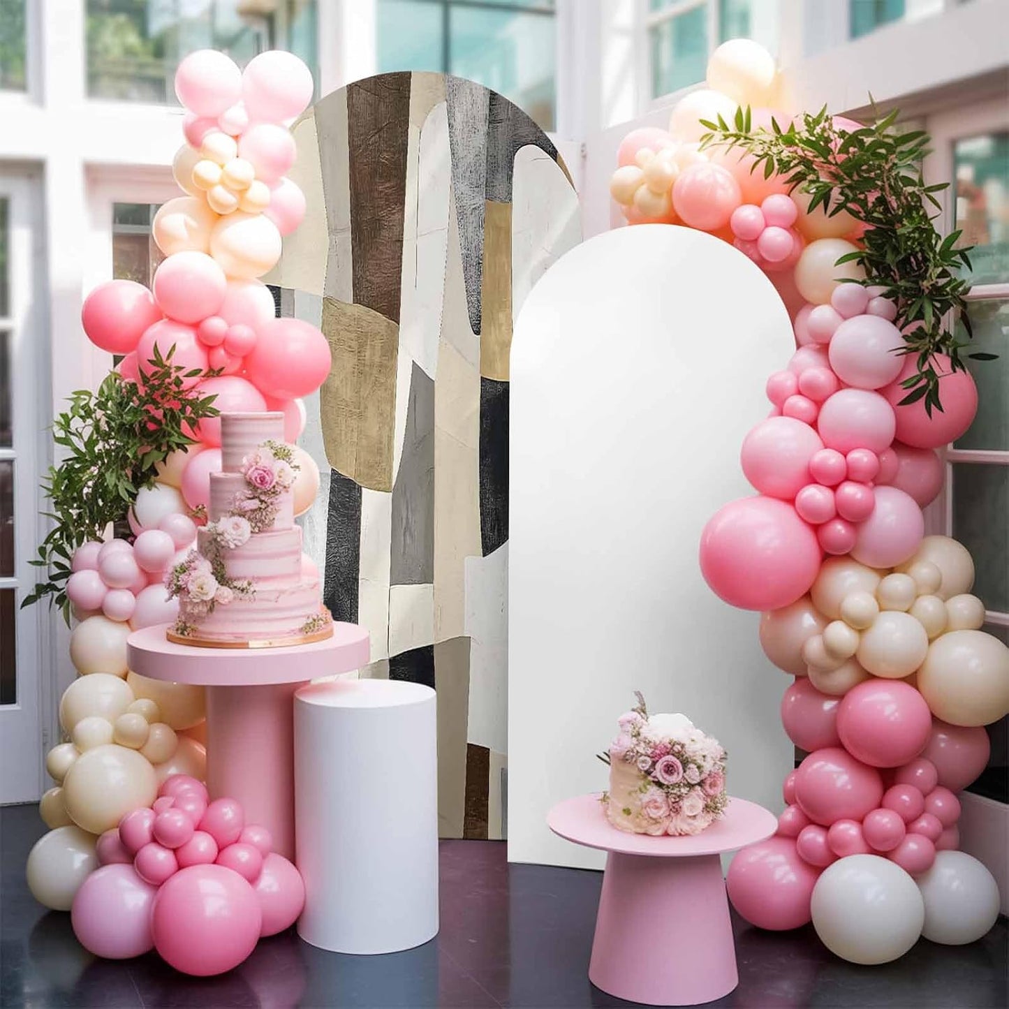 Jnbasdffb 7.2 Abstract Geometric Wedding Arch Cover, Stretchy Spandex Arch Backdrop Stand Covers FT, Oil Painting