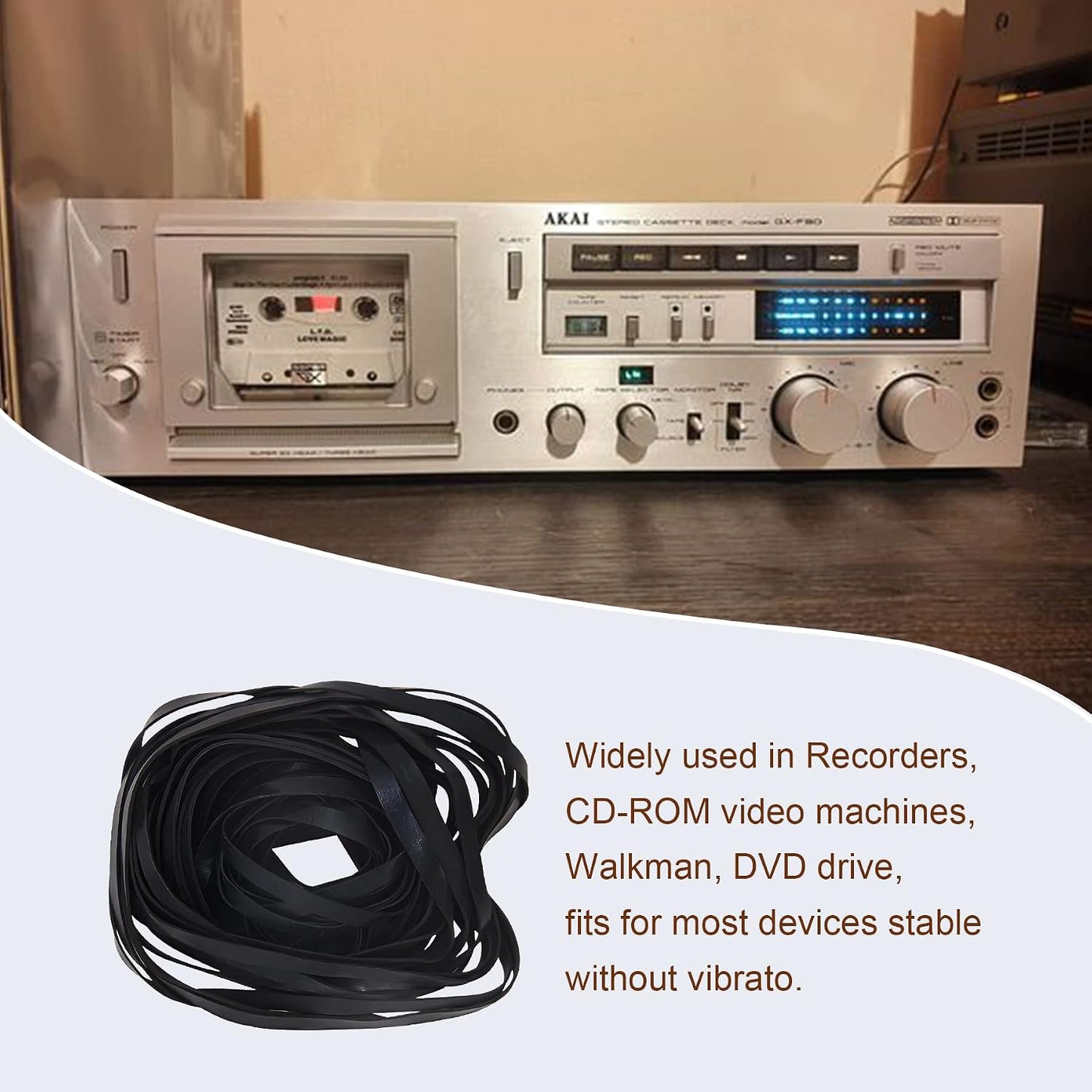 40-135mm Cassette 4mm 100 Recorder Rubber Belts Mix Flat Belt for Repair Maintenance Tape Machine DVD CD LD VCR