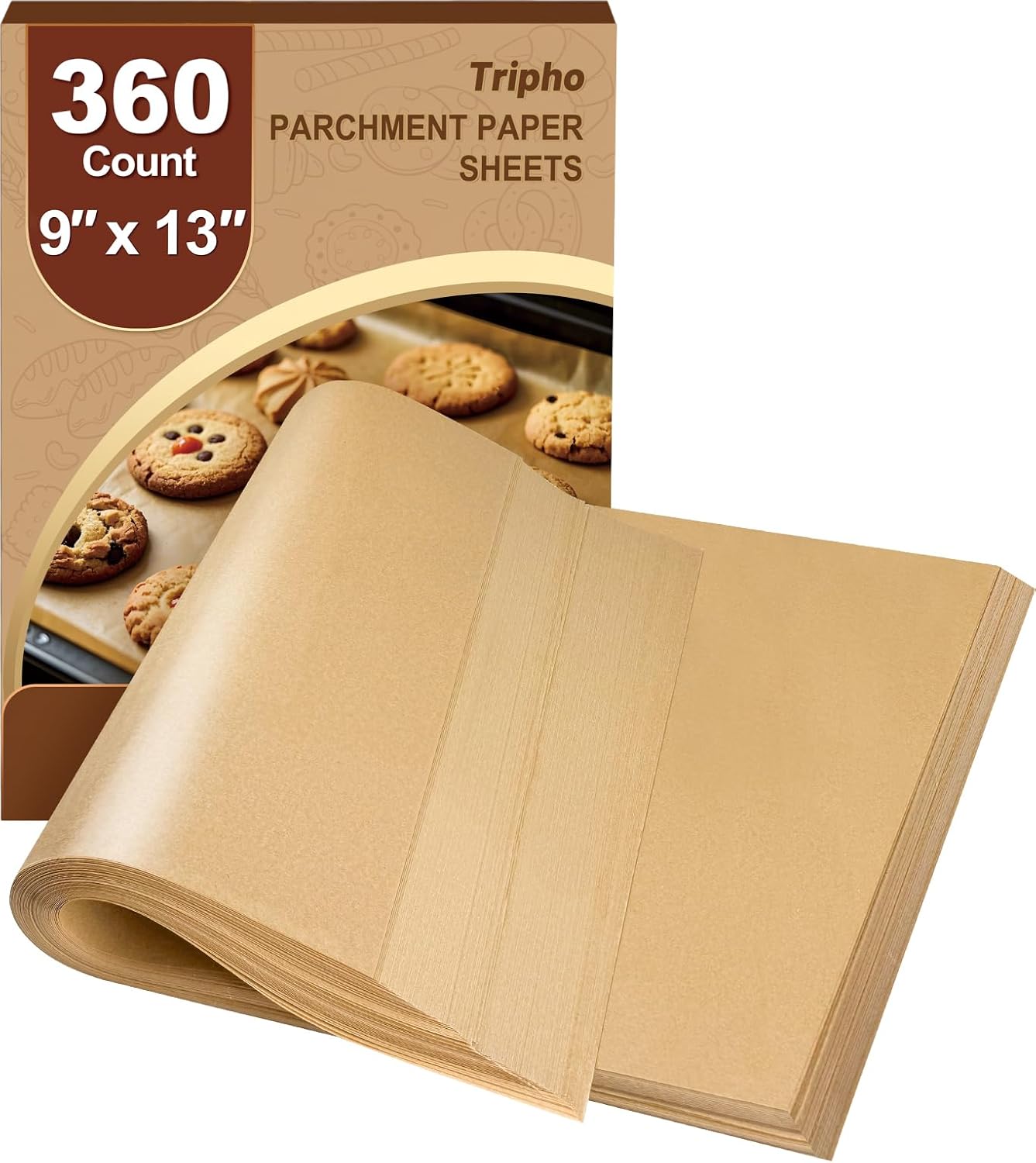 Skiennix 360 Count Heavy Duty Parchment Paper Sheets - No-Stick, Unbleached, Pre-Cut 9"x13" for Baking & Cooking