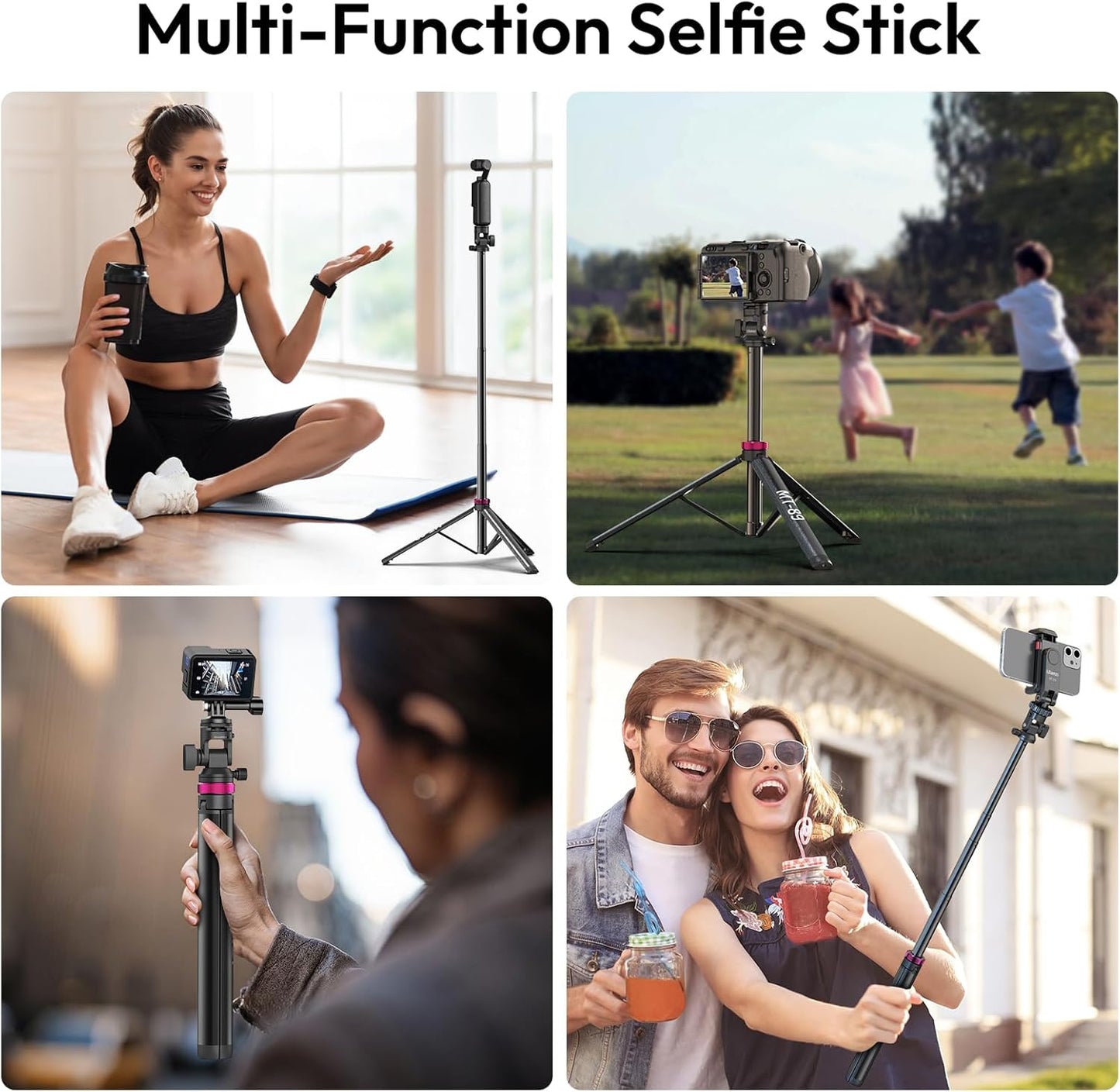 ULANZI MT-89 82" 1/4" 2.2LBS Extendable Tripod Aluminum, Portable Adjustable Light Stand with Screw Quick Release