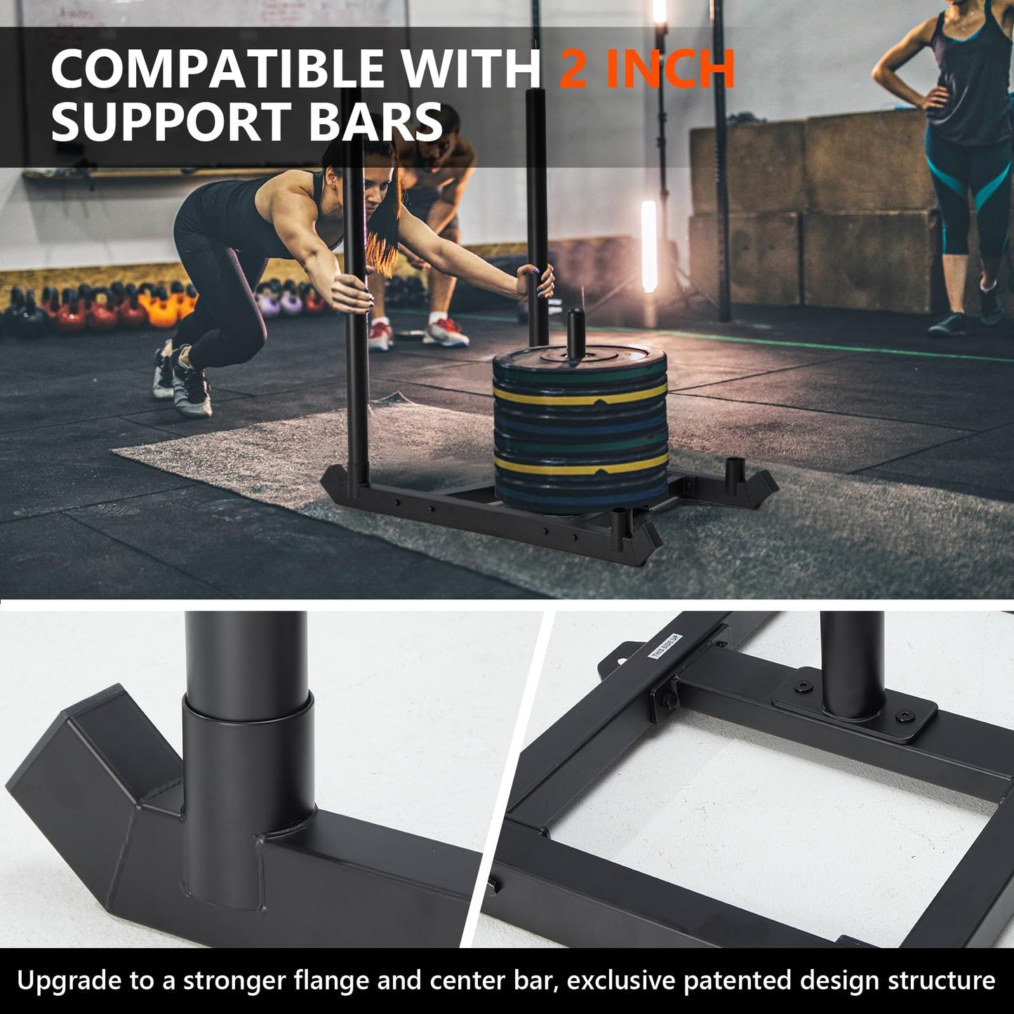 TEDEUM Weight Sled, Fitness Strength Speed Training Sled, Steel Power Sled Workout Equipment for Athletic Exercise and Speed Improvement, Only Suitable for 2" Weight Plate, Standard