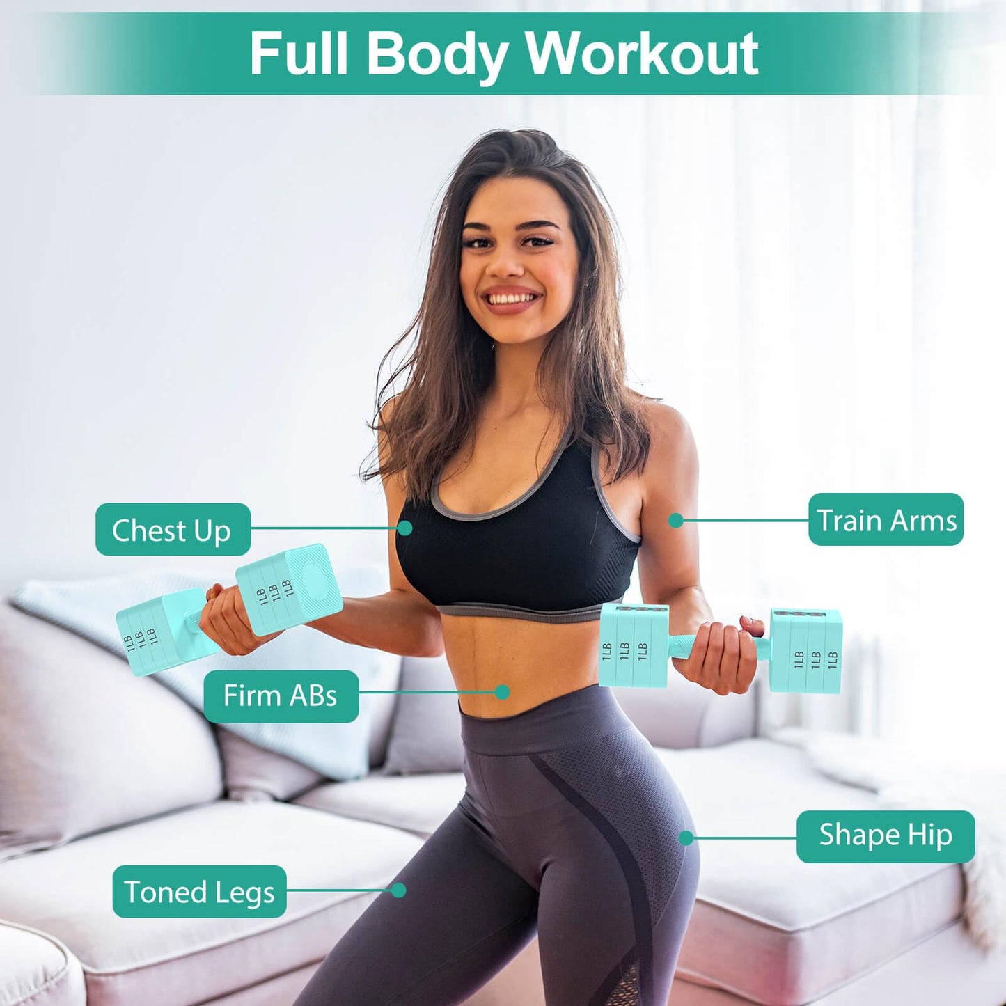Hezeyferg 22LBS Adjustable Dumbbells Set, Hand Weights Sets with 5 Levels 3lb, 5lb, 7lb, 9lb, 11lb, Adjustable Weight Dumbbells for Women/Men Home Gym Full Body Workout