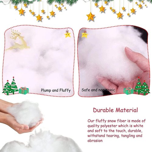 CFOFT Fake Snow - Faux Cotton Snow Fluff for Christmas Village & Winter Decorations (11.2 OZ)