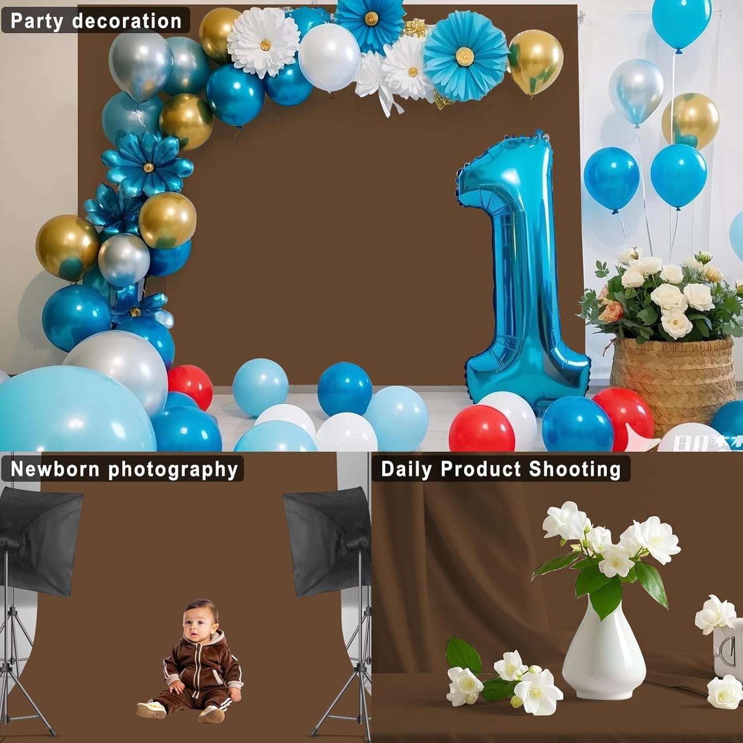 LYLYCTY 8X10 Dark Brown Backdrop for Photoshoot, Professional Photo Backdrop Background Curtain for Product