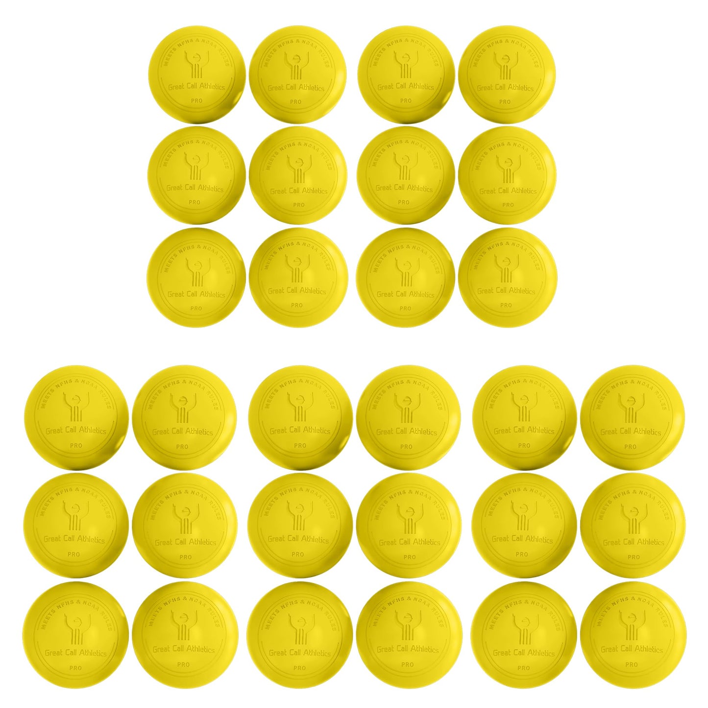 GCA Pro Lacrosse Official Game Ball NFHS College Approved Velocity 6 Pack LAX Field Tournament Rubber Practice (Yellow, 6 Balls)