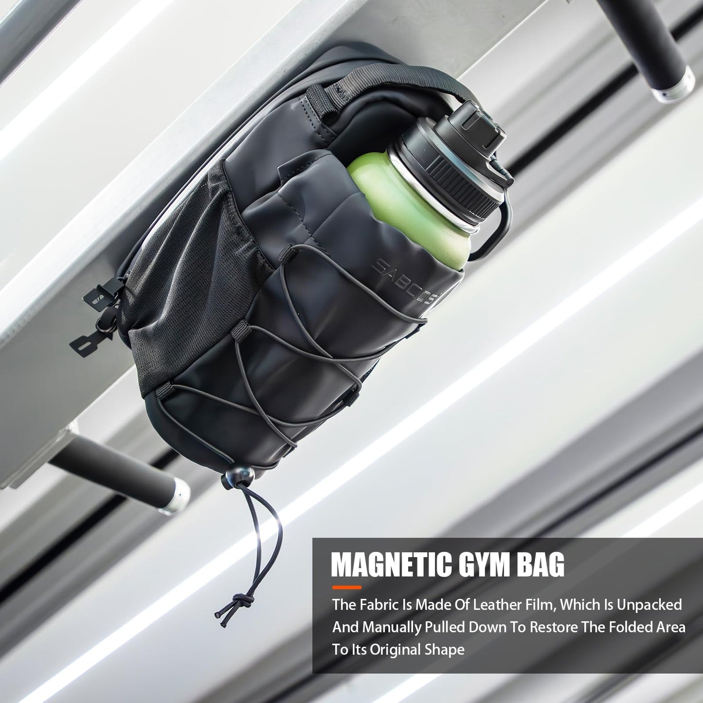 Saboos Magnetic Gym Bag Sling Bag for Men and Women Magnetic Gym Bag for Gym,Sports, Travel, Work The Easy Carry Keeps Items off Dirty Gym Floors -Black