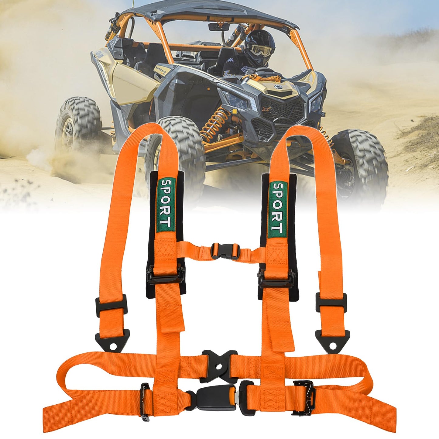 DING.PAI 4-Point Bucket Racing Harness with Push Button Release, 3-Inch Wide Adjustable Straps, Universal Fit for Racing, ATV, UTV, Off-Road