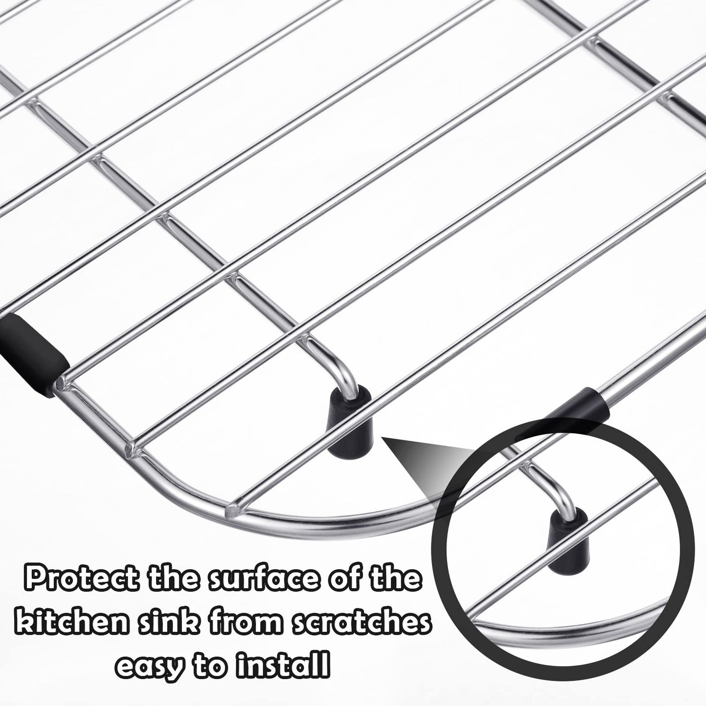 60 Pieces Rubber Feet for Grid Sink Protector Rubber Grid Kitchen Sink Wire Protective Rack Feet Grate Wire Bumper Replacement Protector Parts for Kitchen Rack(Black)