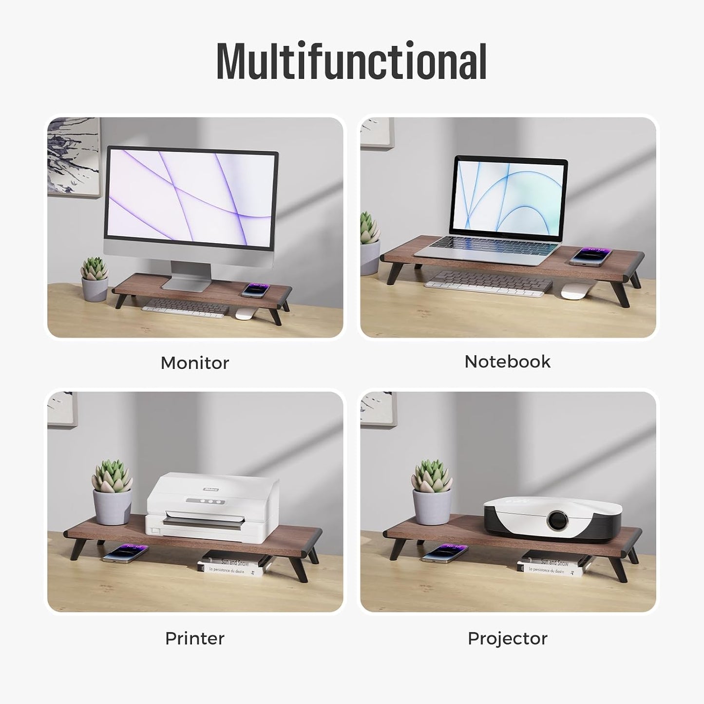22.4" 8.3" loukin Monitor Stand Riser for Desk, x Larger Computer Stand for Laptop, PC, Printer, Sturdy Desktop