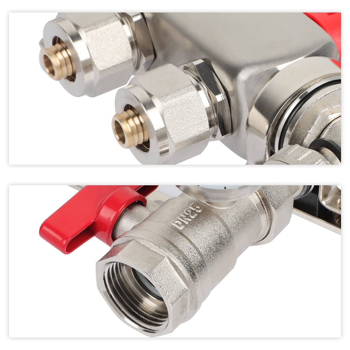 3-Branch Radiant Floor Heating PEX Manifold Set 3 Loop 1/2 Inch Stainless Steel PEX Tube,For Hydronic Radiant Floor Heating